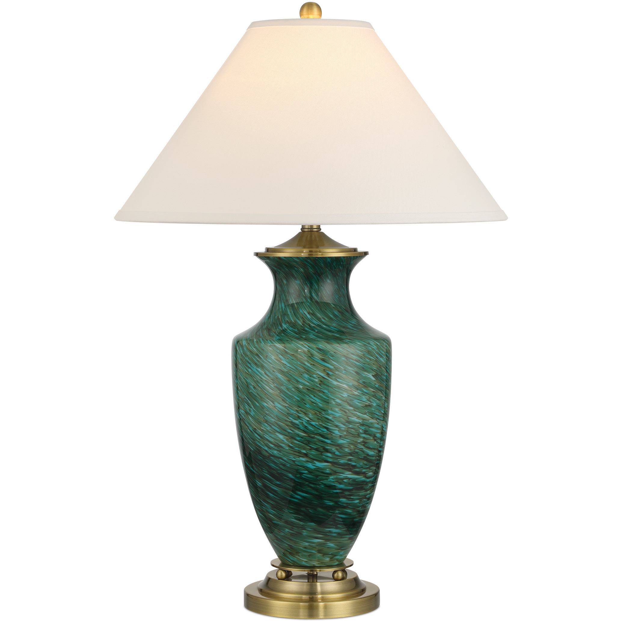 Claude 31.25 inch 150 watt Green and Antique Brass Table Lamp Portable Light