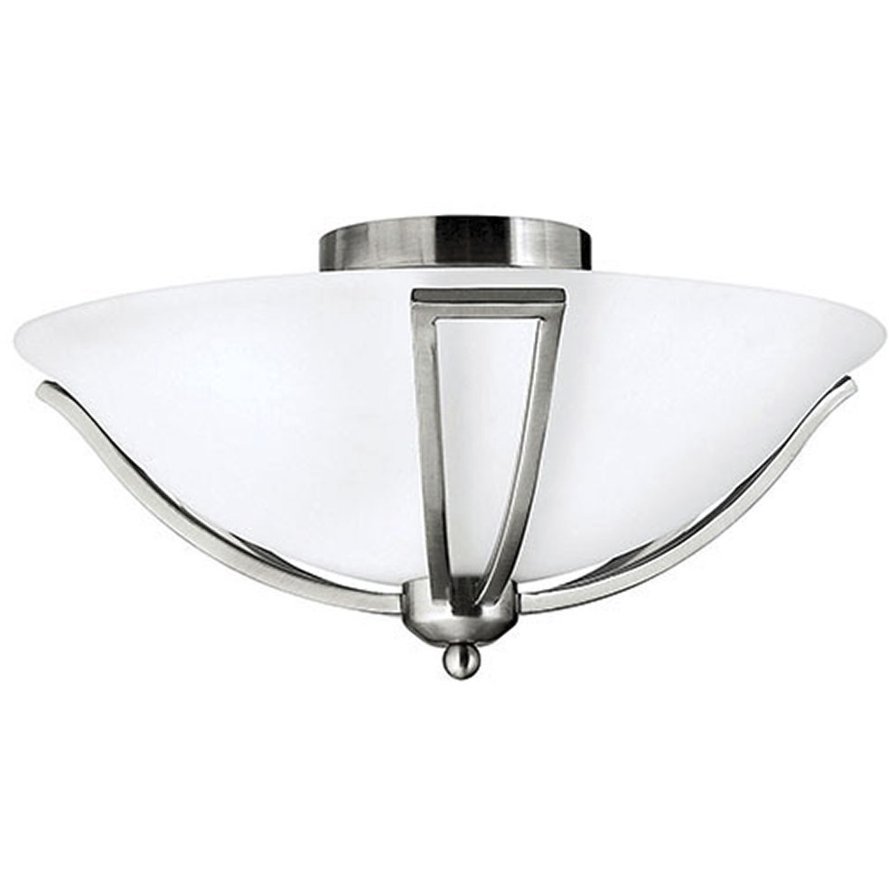 Bolla 2 Light 16.75 inch Brushed Nickel Indoor Bath Flush Mount Ceiling Light in Etched Opal
