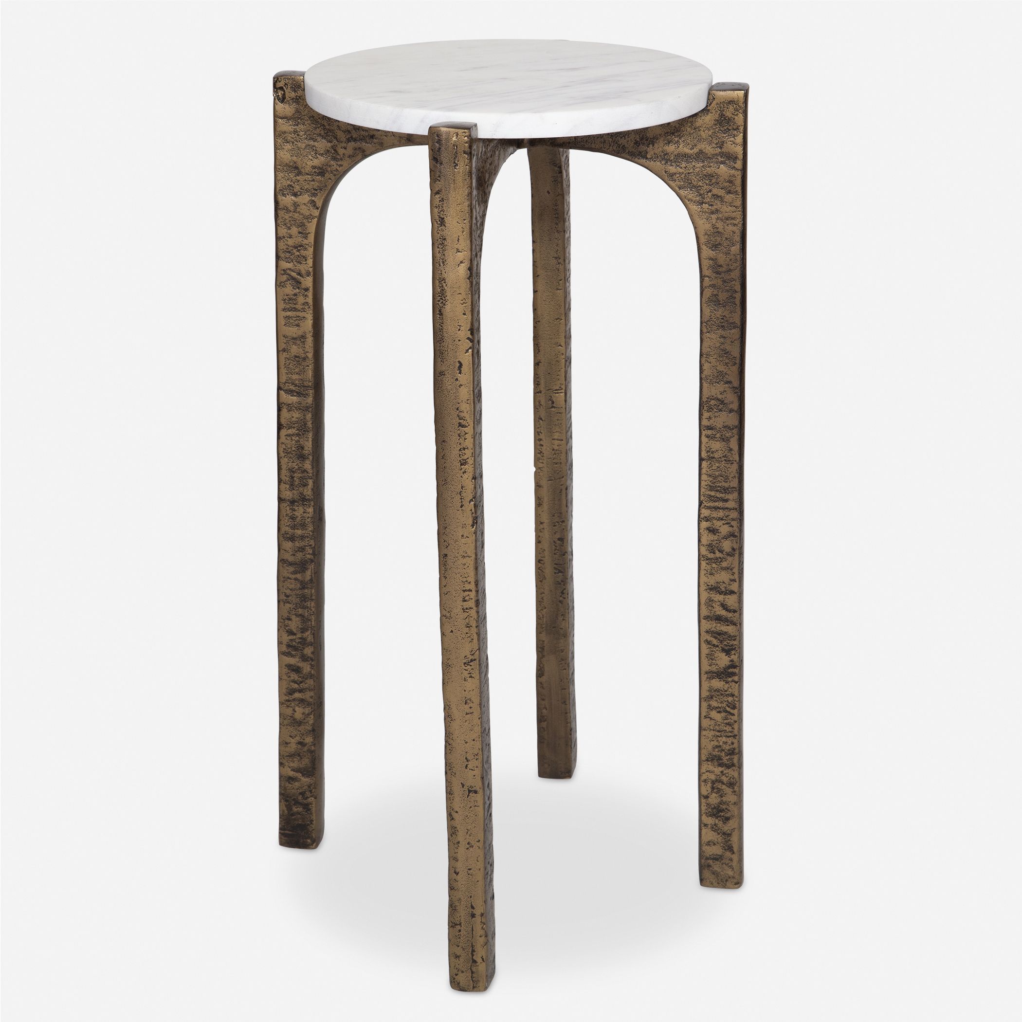 Vivi 22 X 12 inch Antique Brass and Natural Marble Drink Table