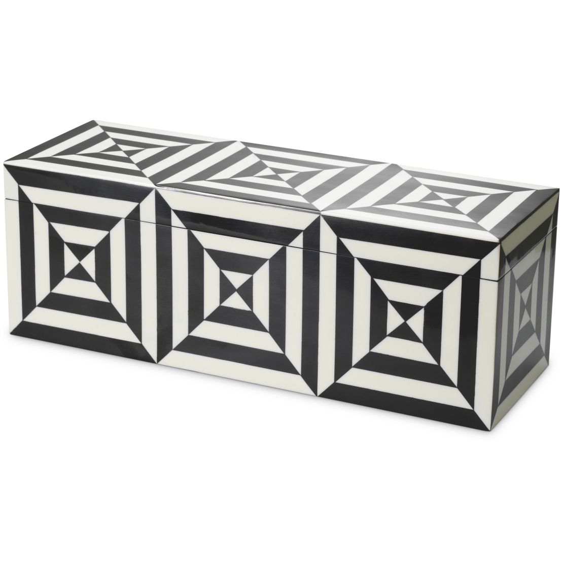 Hawtrone 15.35 X 5.12 inch Black and White Resin Inlay Design Box