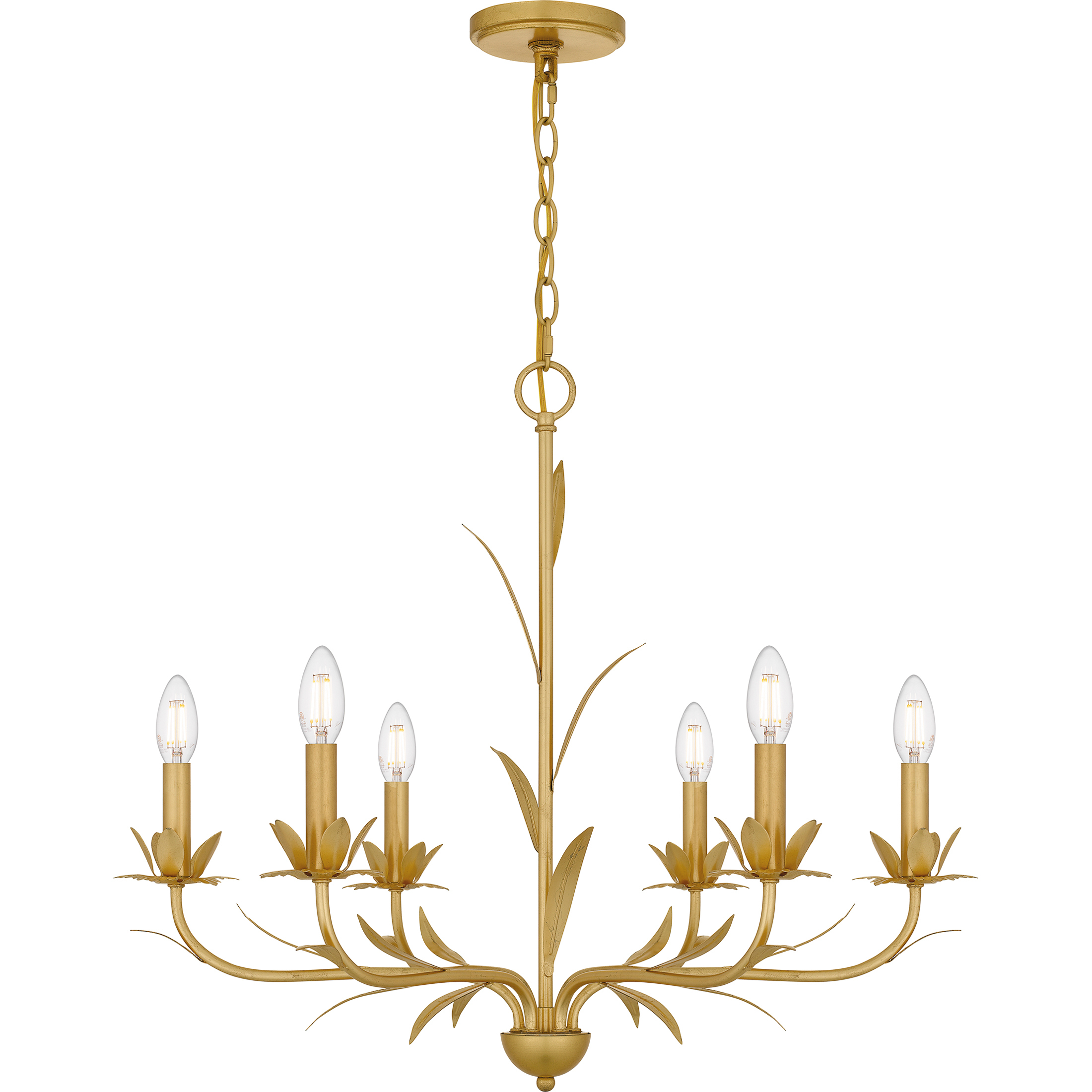 Maria 6 Light 27.5 inch Gold Leaf Chandelier Ceiling Light