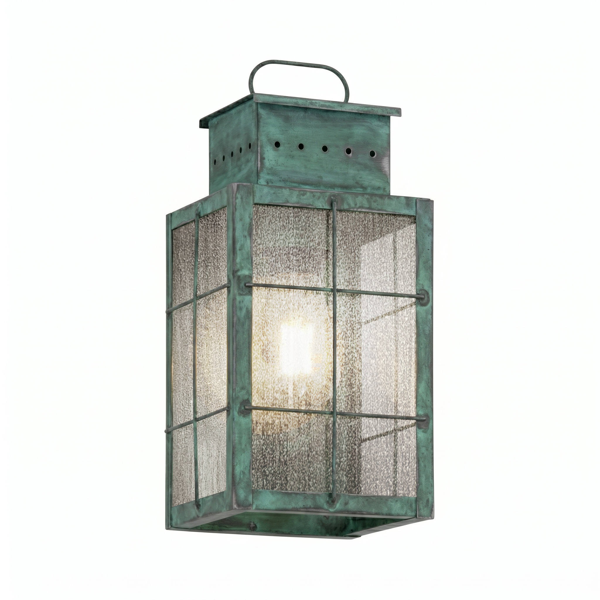 Norfield 1 Light 12.75 inch Verde Green Outdoor Sconce in Seedy Glass, Brass Traditions by Innovations Lighting