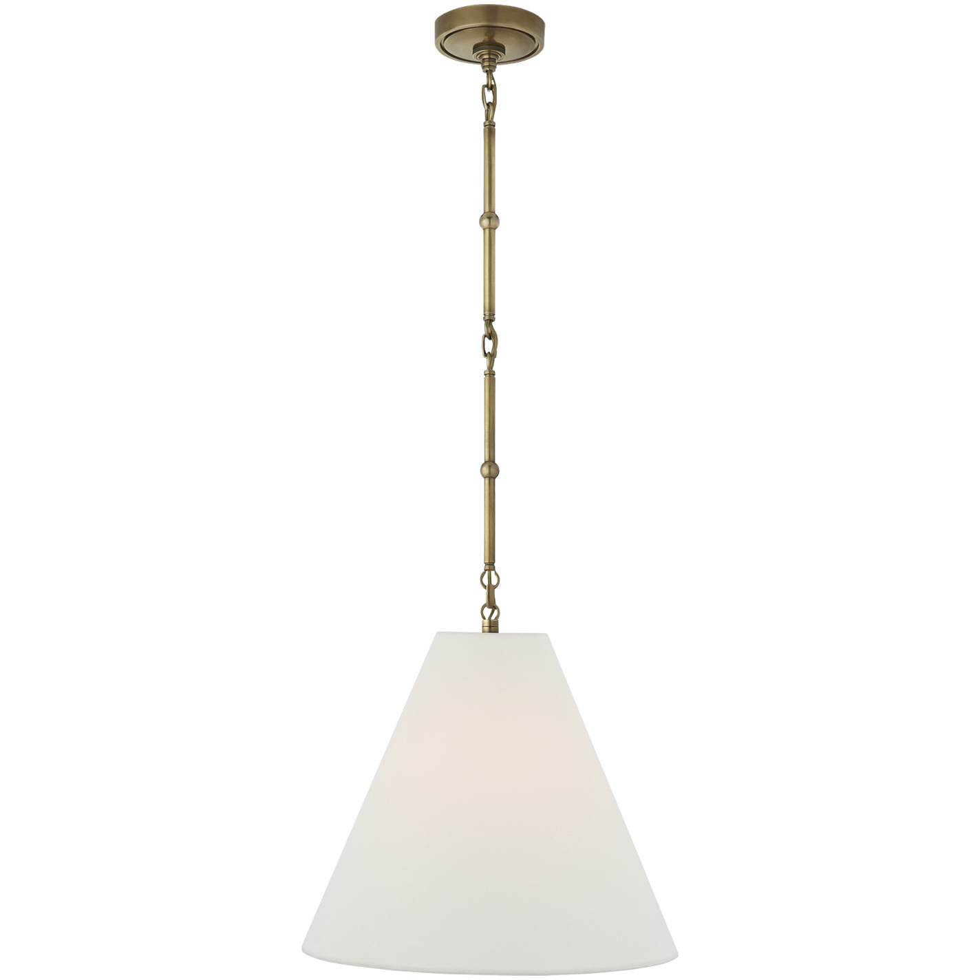 Thomas O'Brien Goodman 1 Light 15 inch Hand-Rubbed Antique Brass Hanging Shade Ceiling Light in Linen, Small