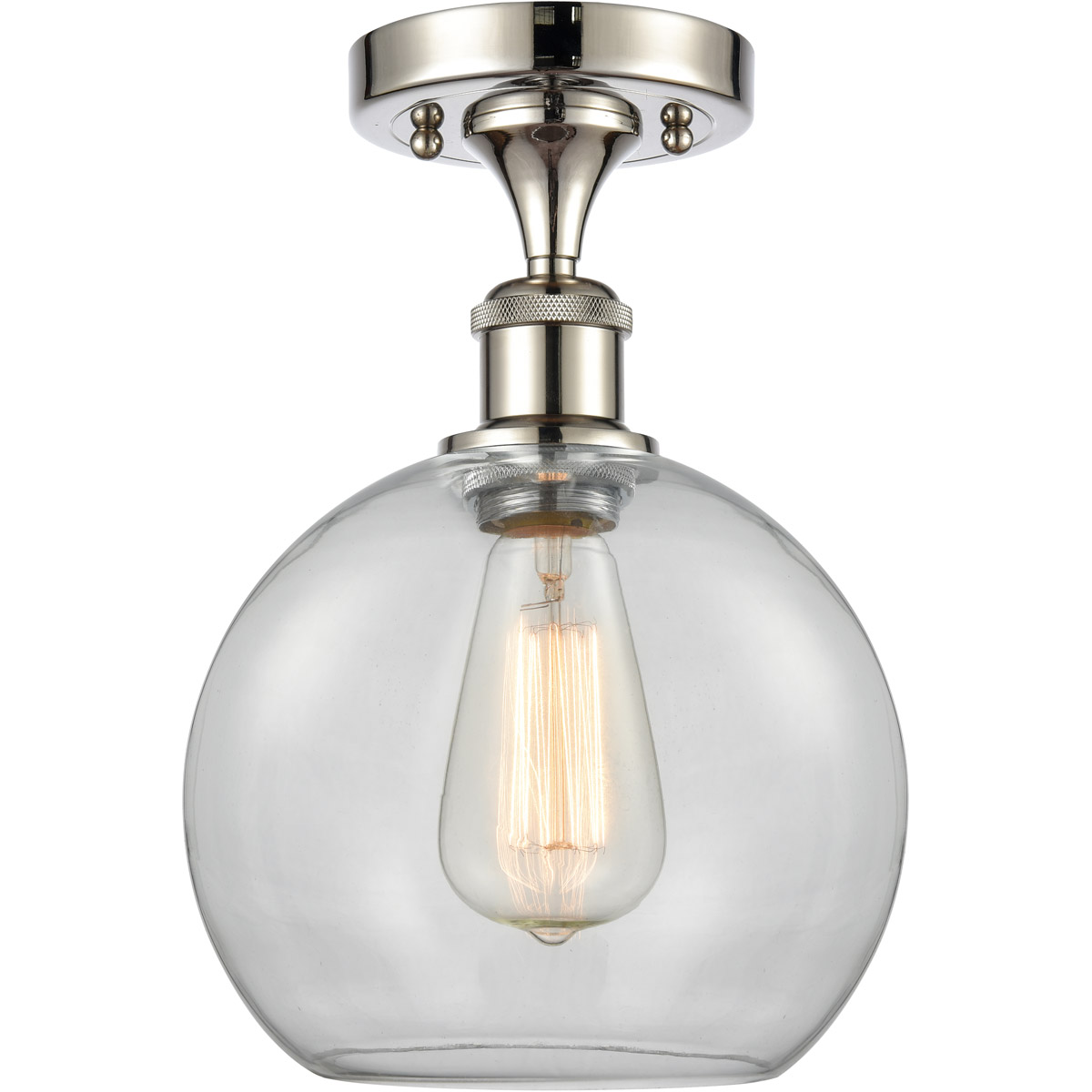 Ballston Athens 1 Light 8 inch Polished Nickel Semi-Flush Mount Ceiling Light in Clear Glass, Ballston