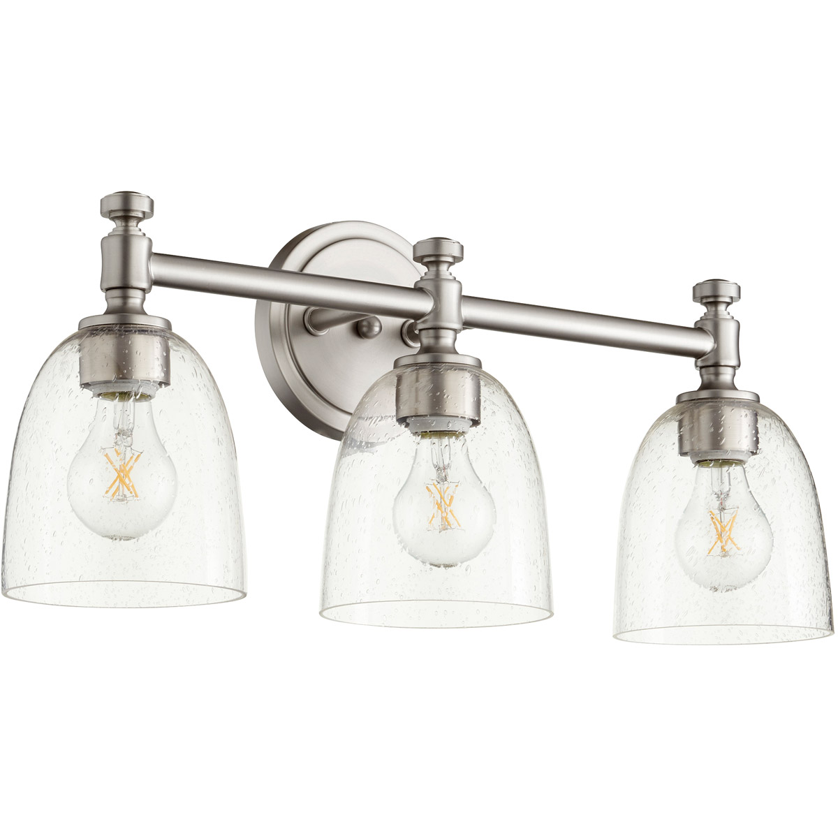 Rossington 3 Light 21.5 inch Satin Nickel Vanity Light Wall Light in Clear Seeded