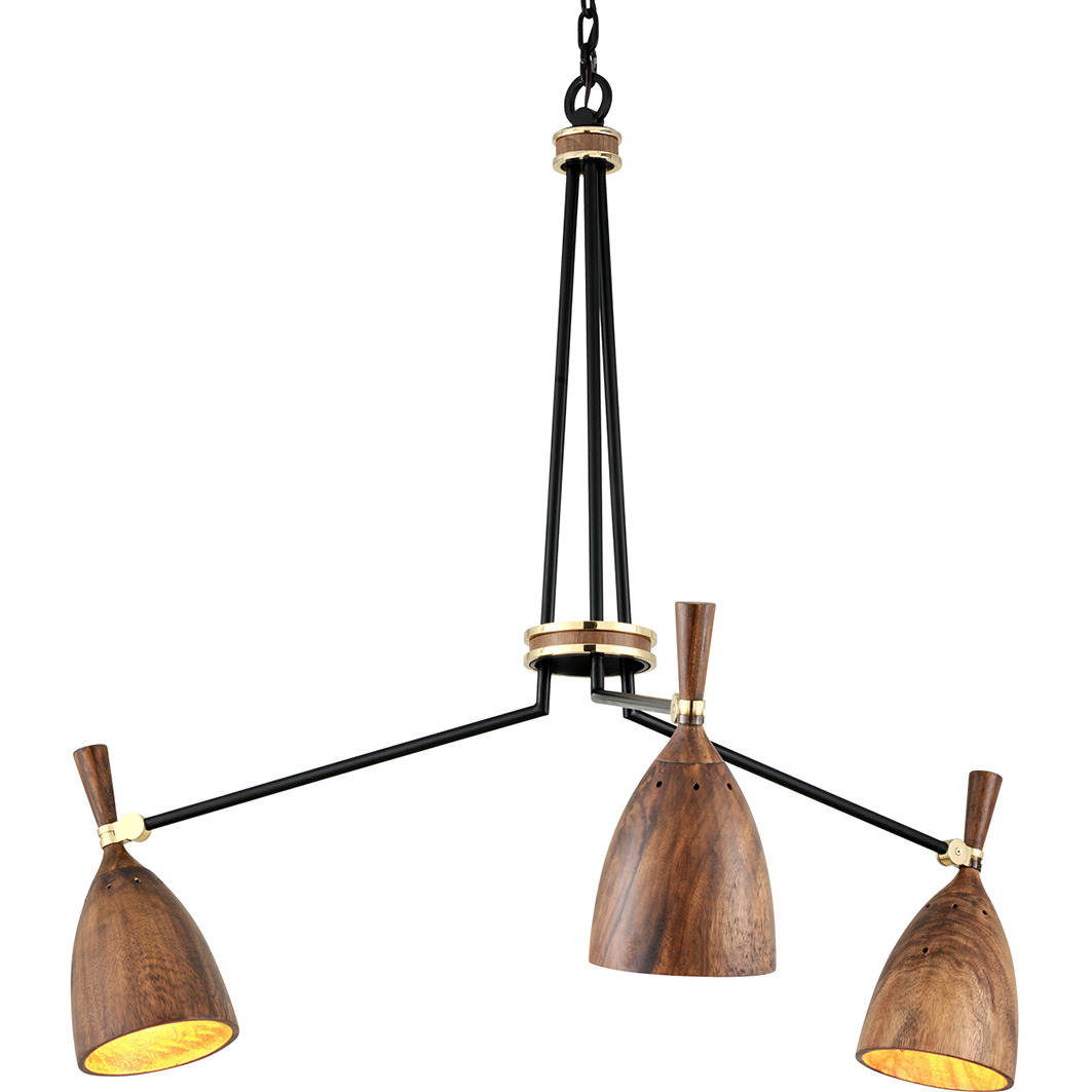 Utopia 3 Light 39.75 inch Soft Black Chandelier Ceiling Light
