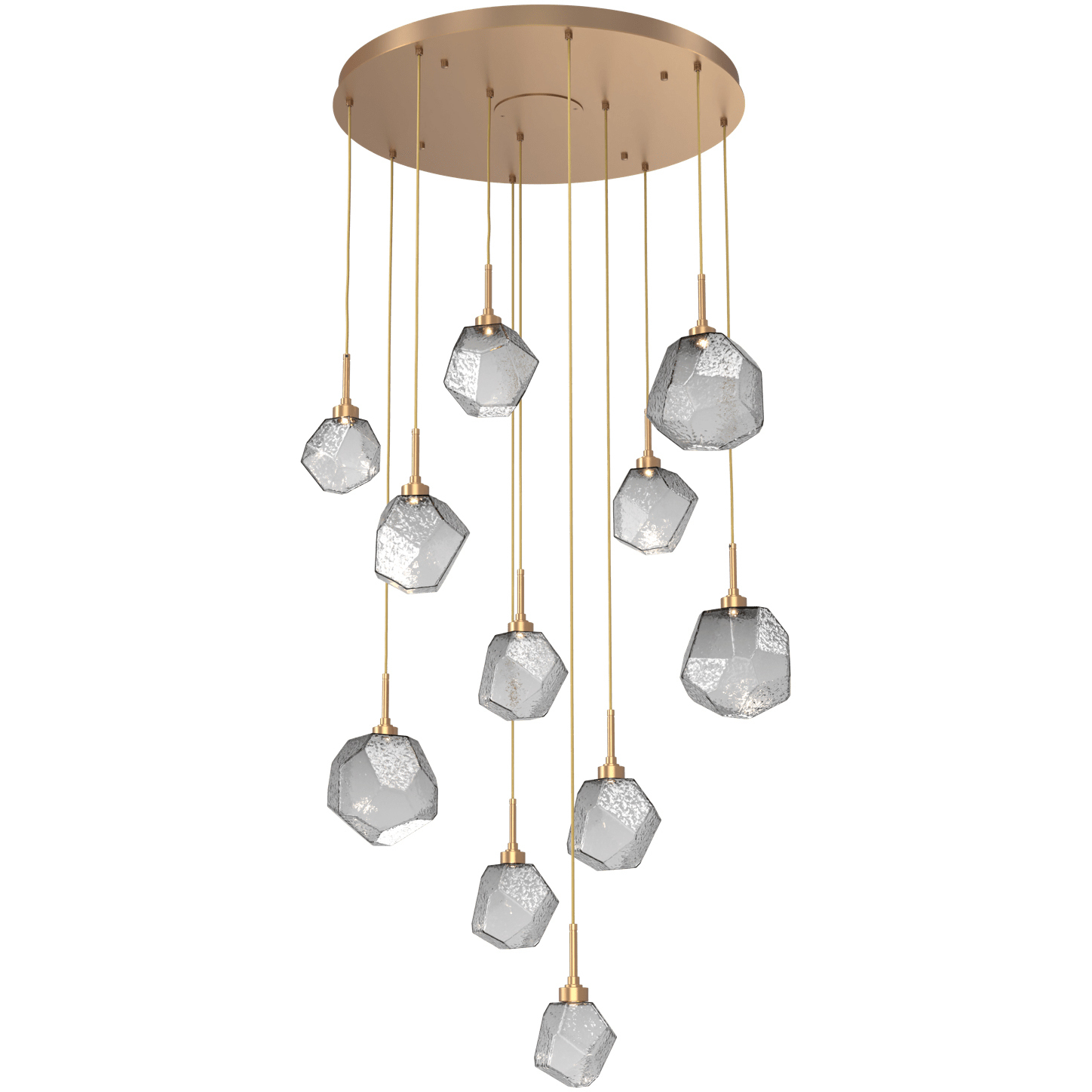 Gem LED 35.6 inch Novel Brass Chandelier Ceiling Light, Round Multi-Port
