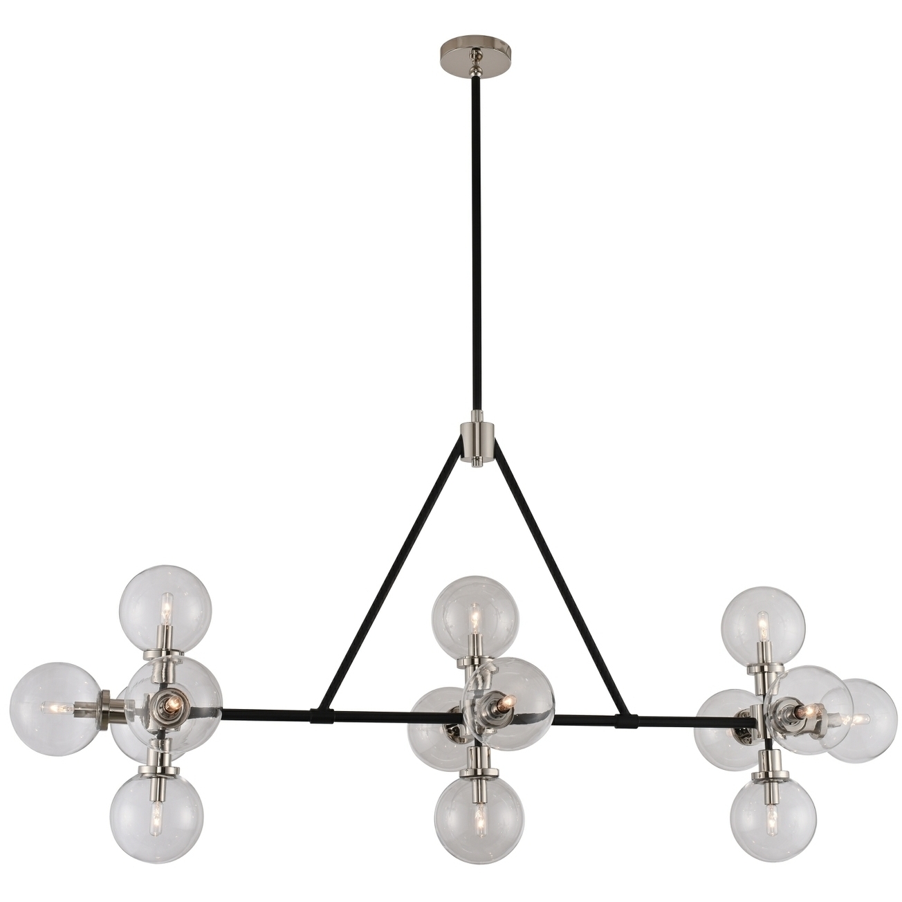 Cameo 14 Light 60 inch Matte Black Finish With Nickel Accents Island Light Ceiling Light