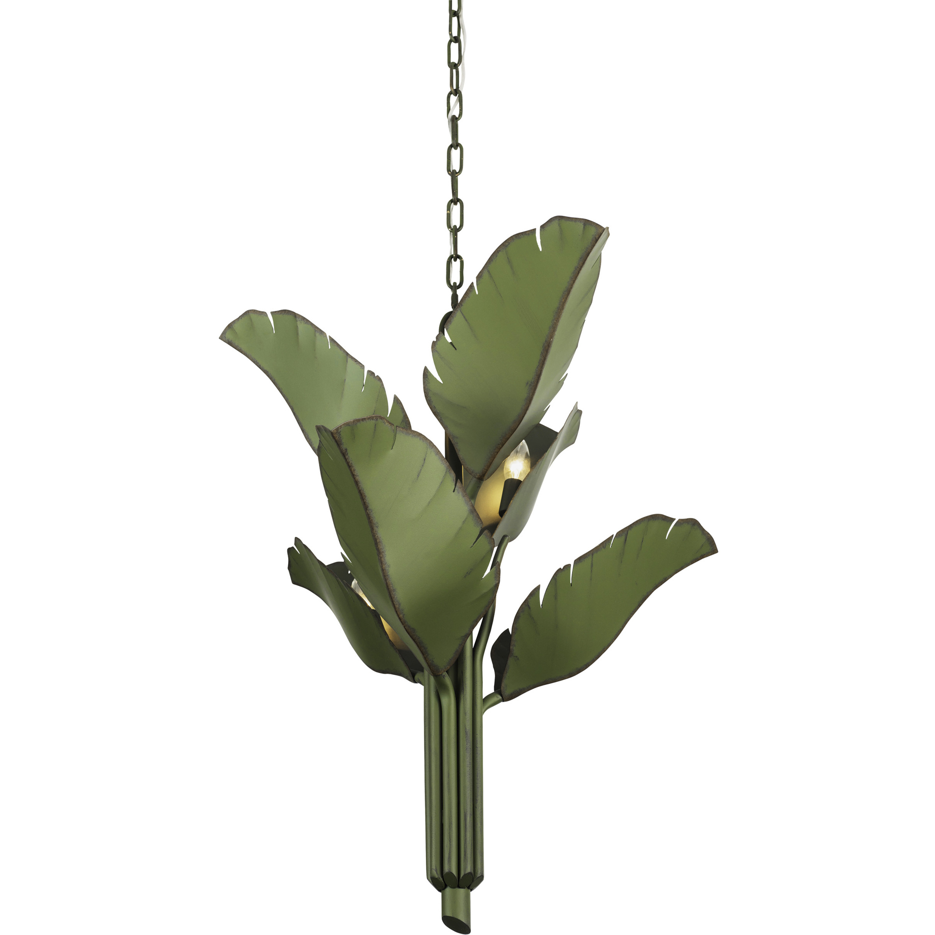 Banana Leaf 6 Light 25 inch Natural Green Chandelier Ceiling Light