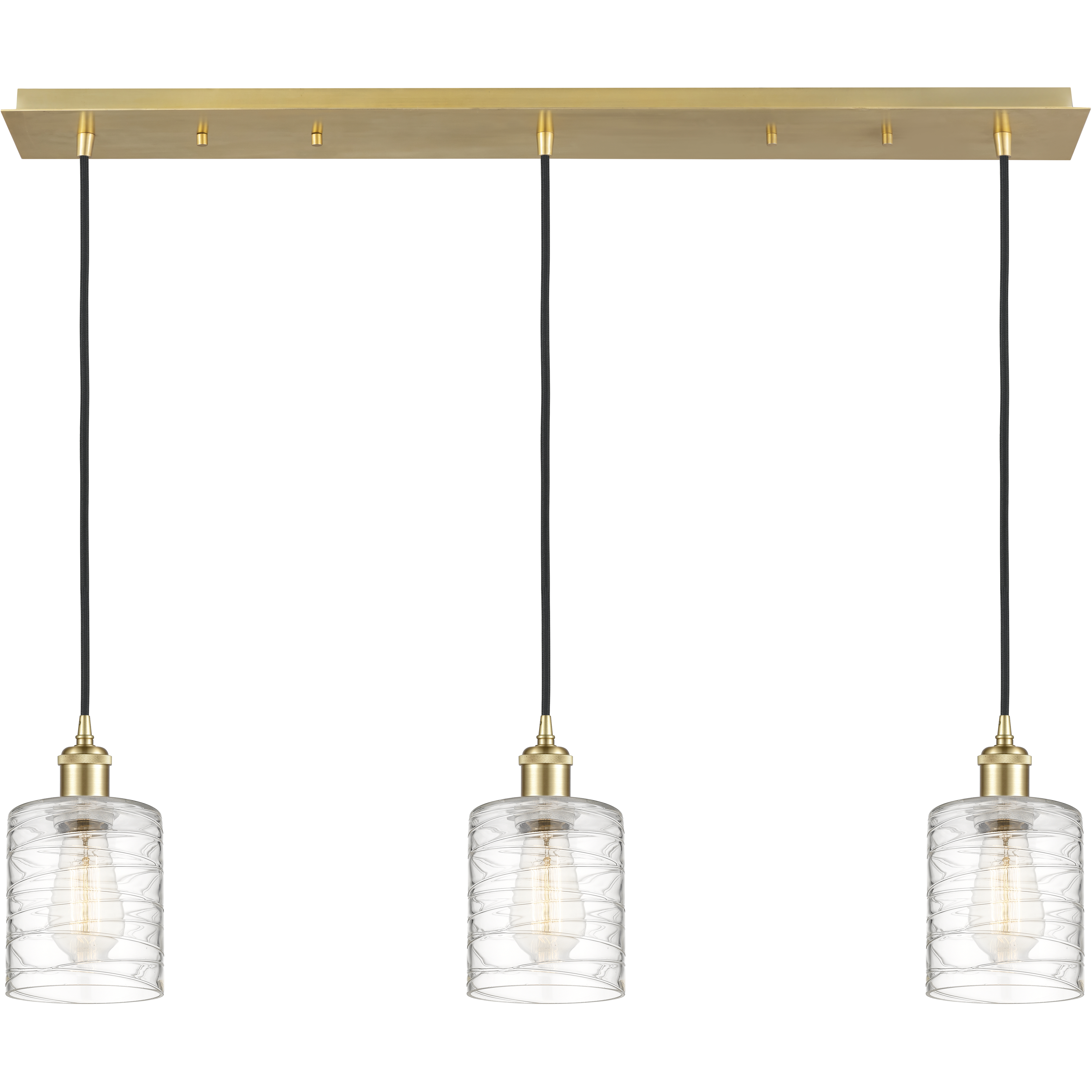 Ballston Cobbleskill 3 Light 36.5 inch Satin Gold Linear Pendant Ceiling Light