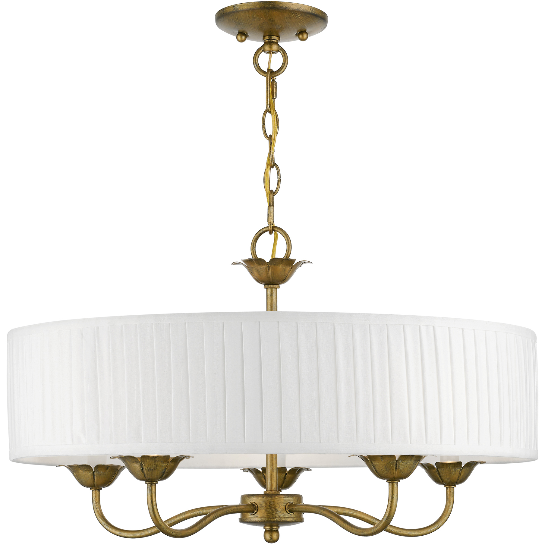 Edinburgh 5 Light 23 inch Antique Gold Leaf Pendant Chandelier Ceiling Light
