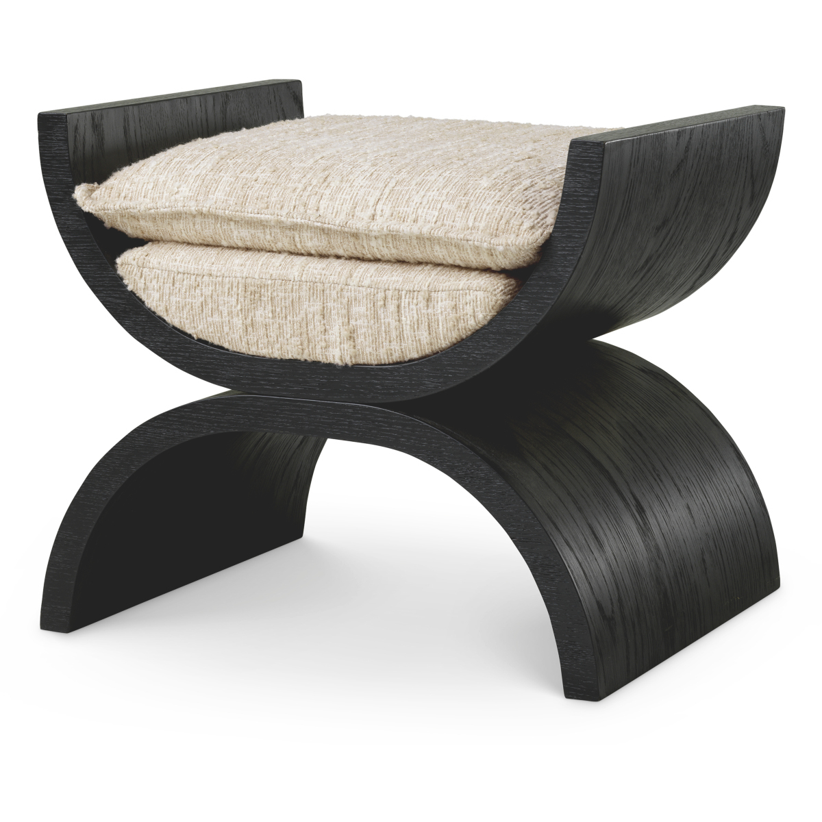 Claybourne 18.9 inch Black Oak Veneer and Boucle Sonata Cream Stool