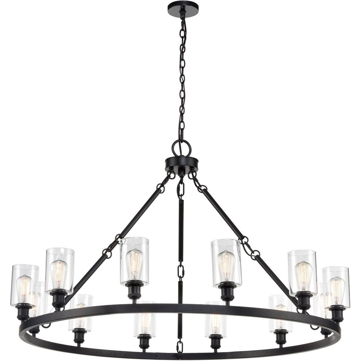 Ballston Saloon 12 Light 50 inch Matte Black Chandelier Ceiling Light in Bulb Not Included, Clear Glass