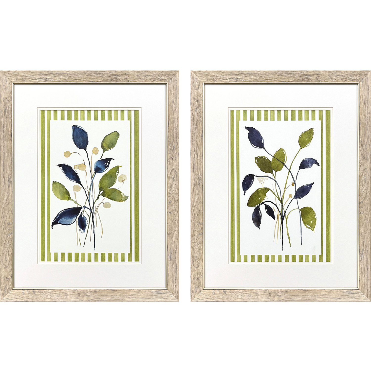 Retreat with Stripes Green and Blue and Multi and Beige Framed Art, Propac