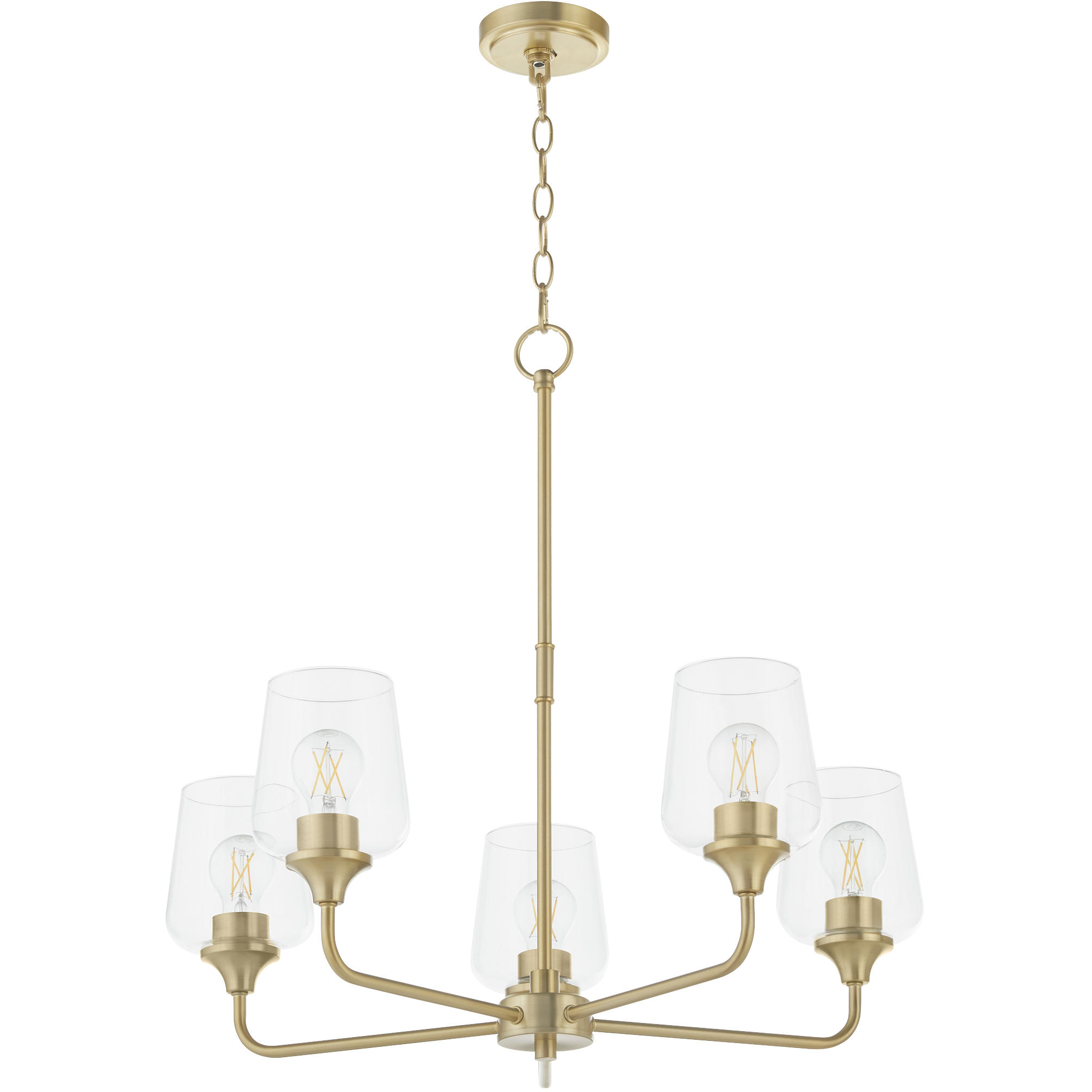 Raymond 5 Light 27 inch Aged Brass Chandelier Ceiling Light in Clear