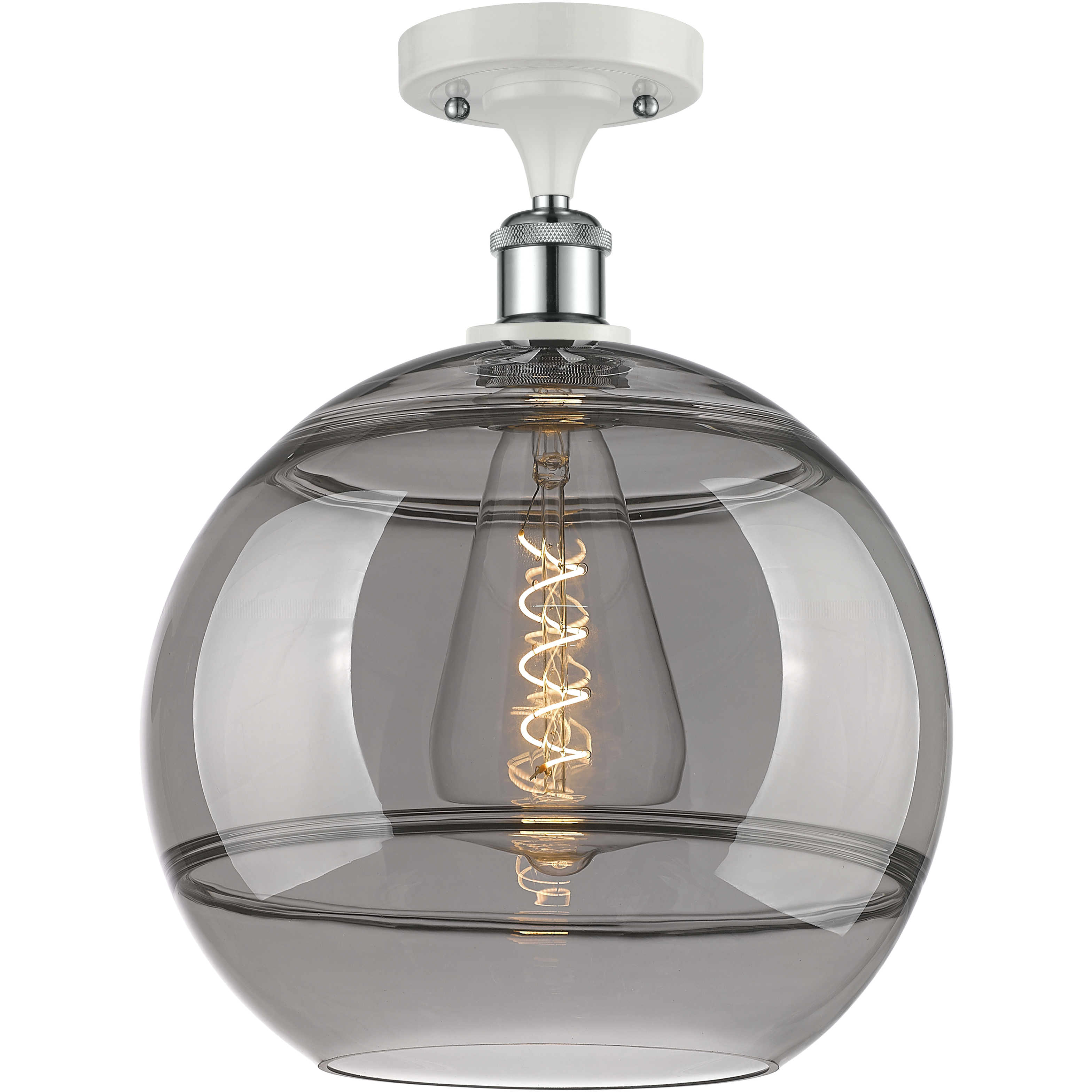 Ballston Rochester 1 Light 12 inch White Polished Chrome Semi-Flush Mount Ceiling Light
