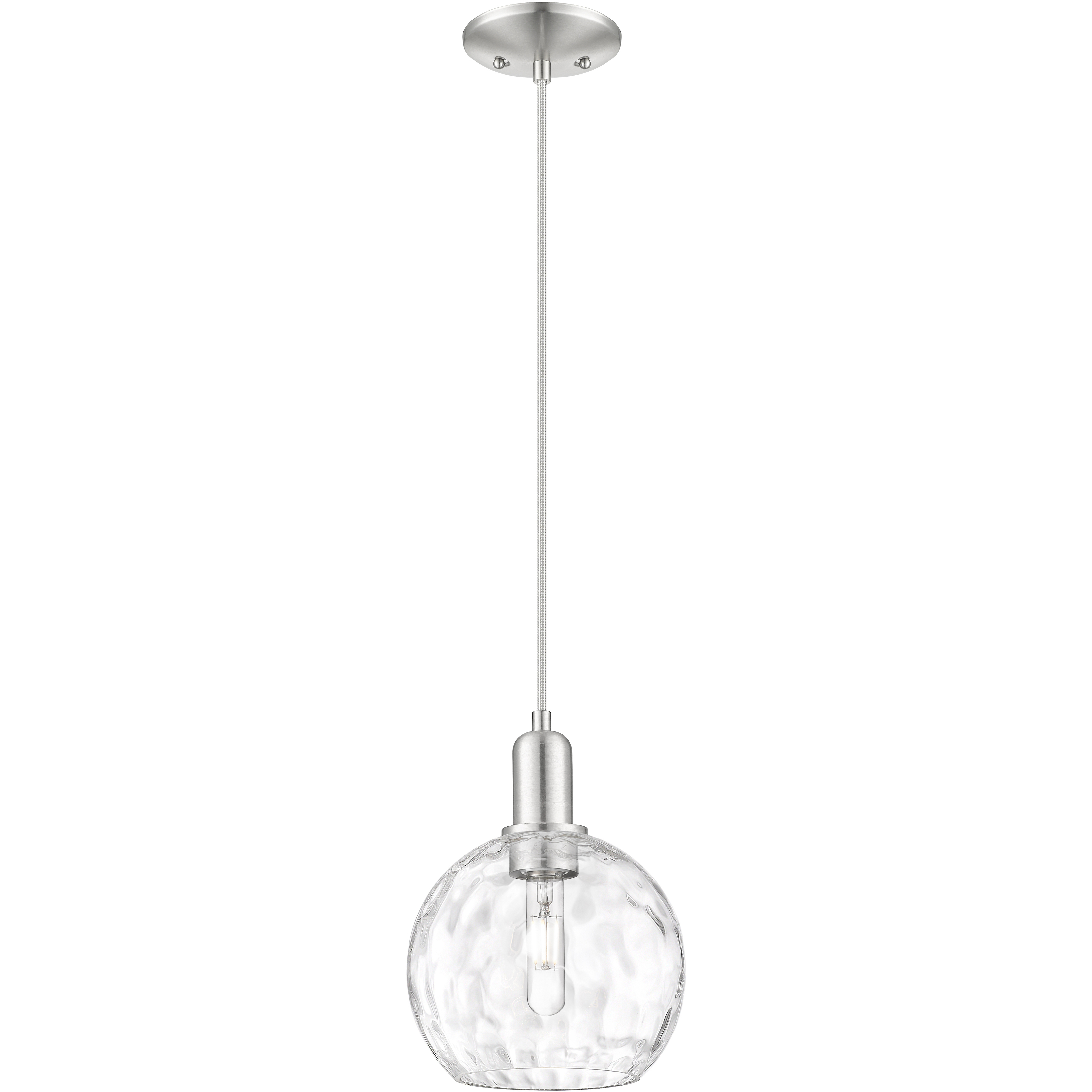 Arcadia Athens Water Glass 1 Light 8 inch Brushed Satin Nickel Mini Pendant Ceiling Light