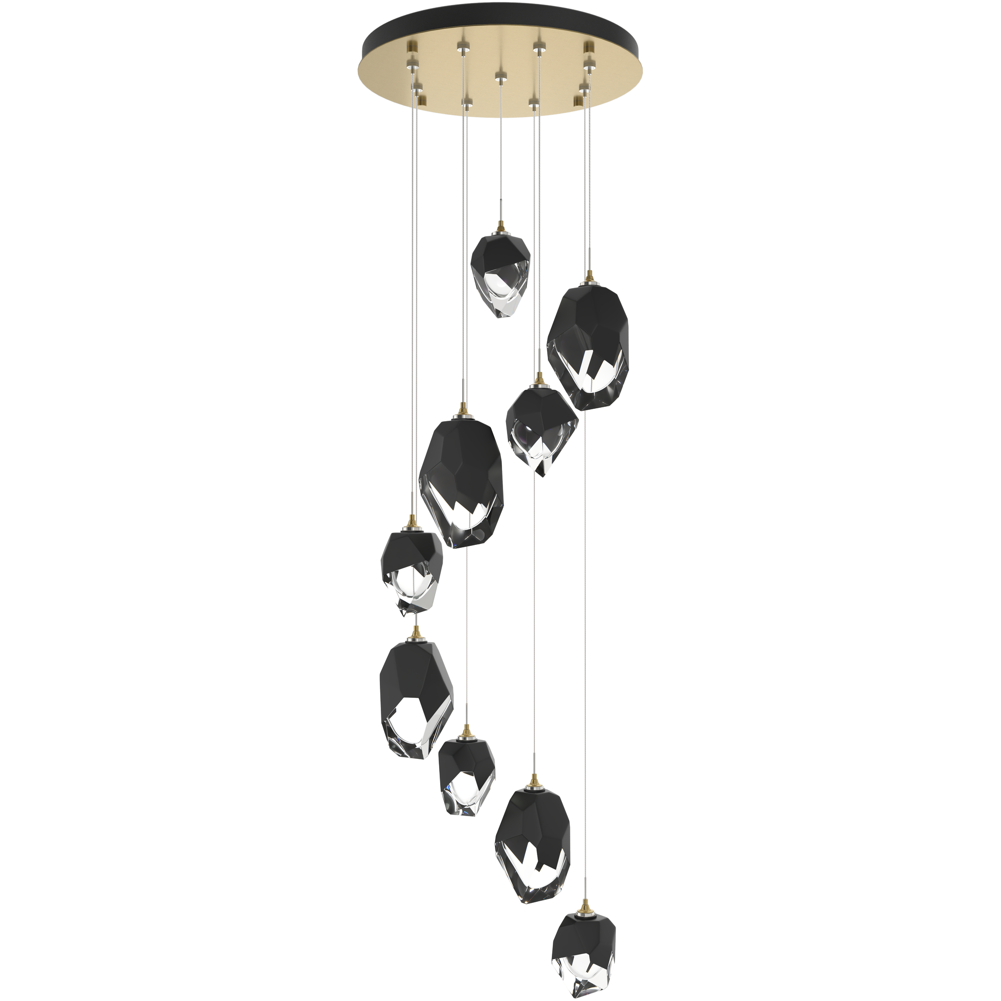 Chrysalis 9 Light 20.5 inch Modern Brass Pendant Ceiling Light in Black Crystal, Standard