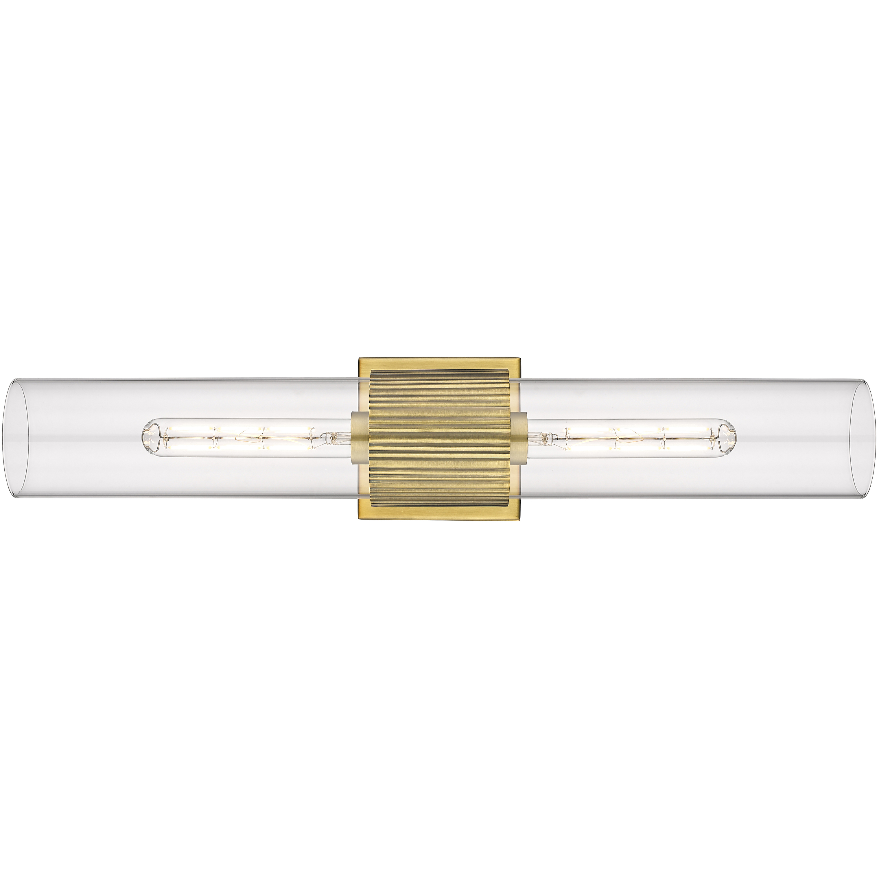 Bolivar 2 Light 4 inch Brushed Brass Bath Vanity Light Wall Light in Clear Glass