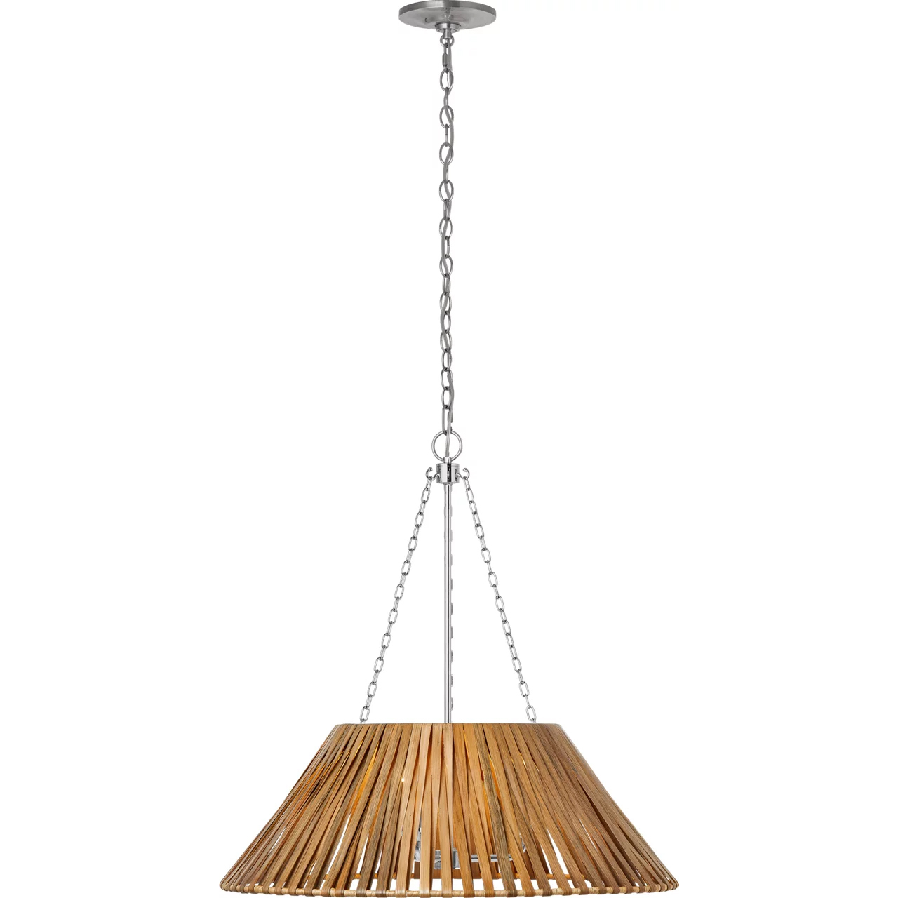 Marie Flanigan CORINNE LED 24.25 inch Polished Nickel Wrapped Hanging Shade Ceiling Light in Natural Wicker