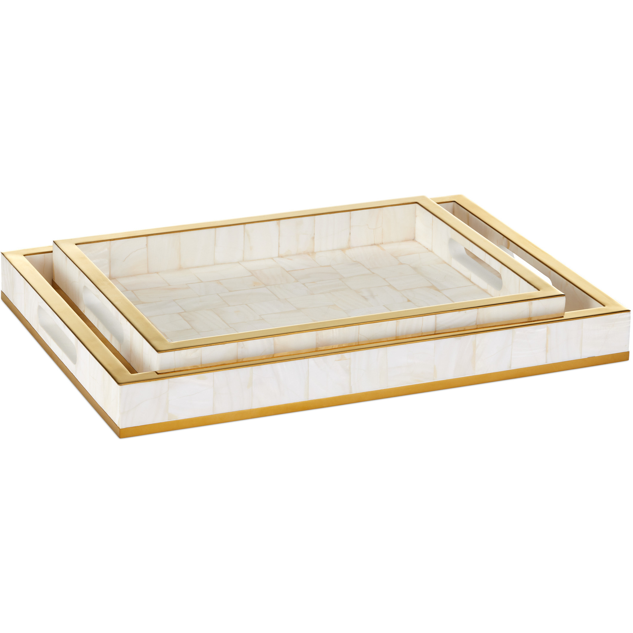 Casey Natural and Brass Trays, Set of 2