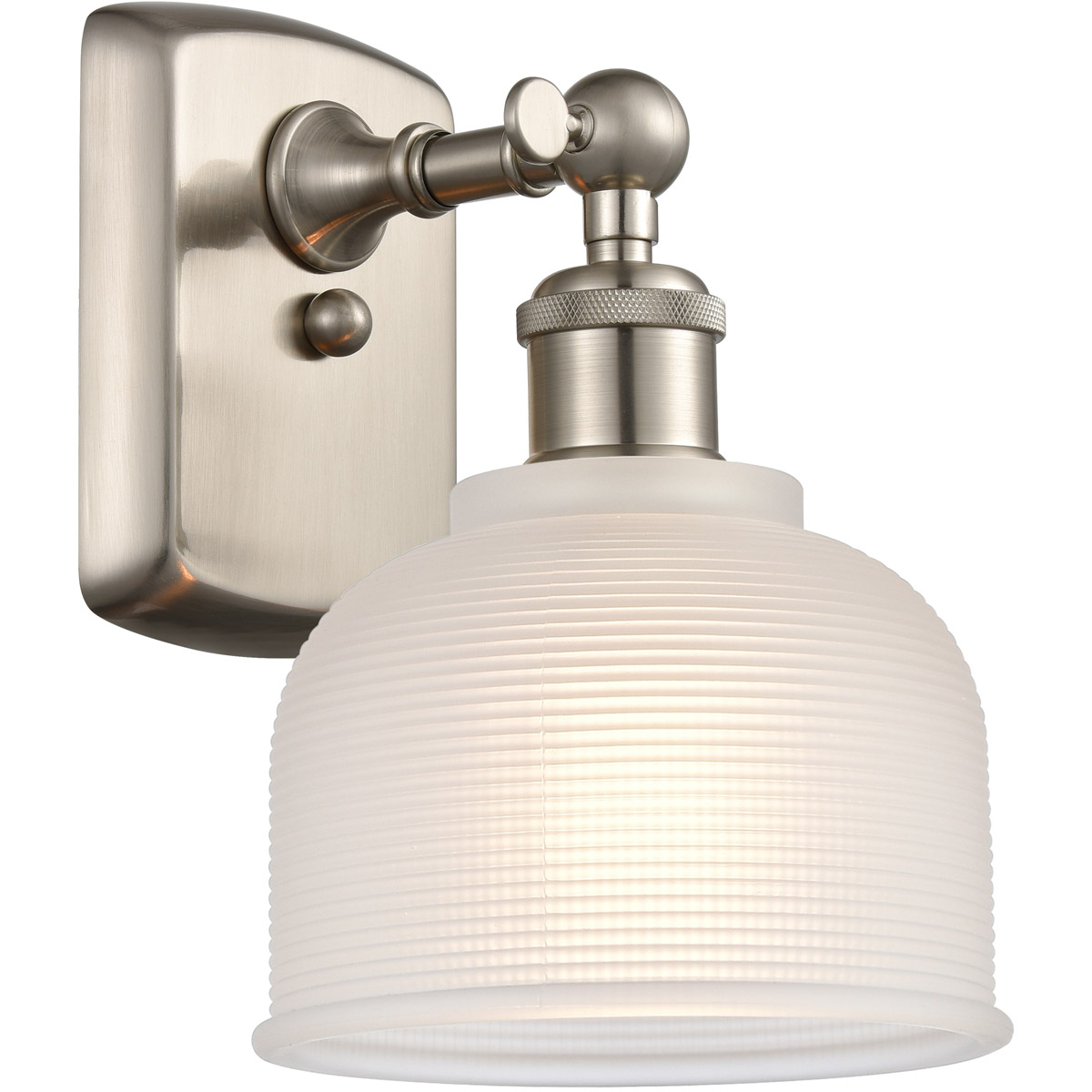 Ballston Dayton 1 Light 6 inch Brushed Satin Nickel Sconce Wall Light in White Glass, Ballston