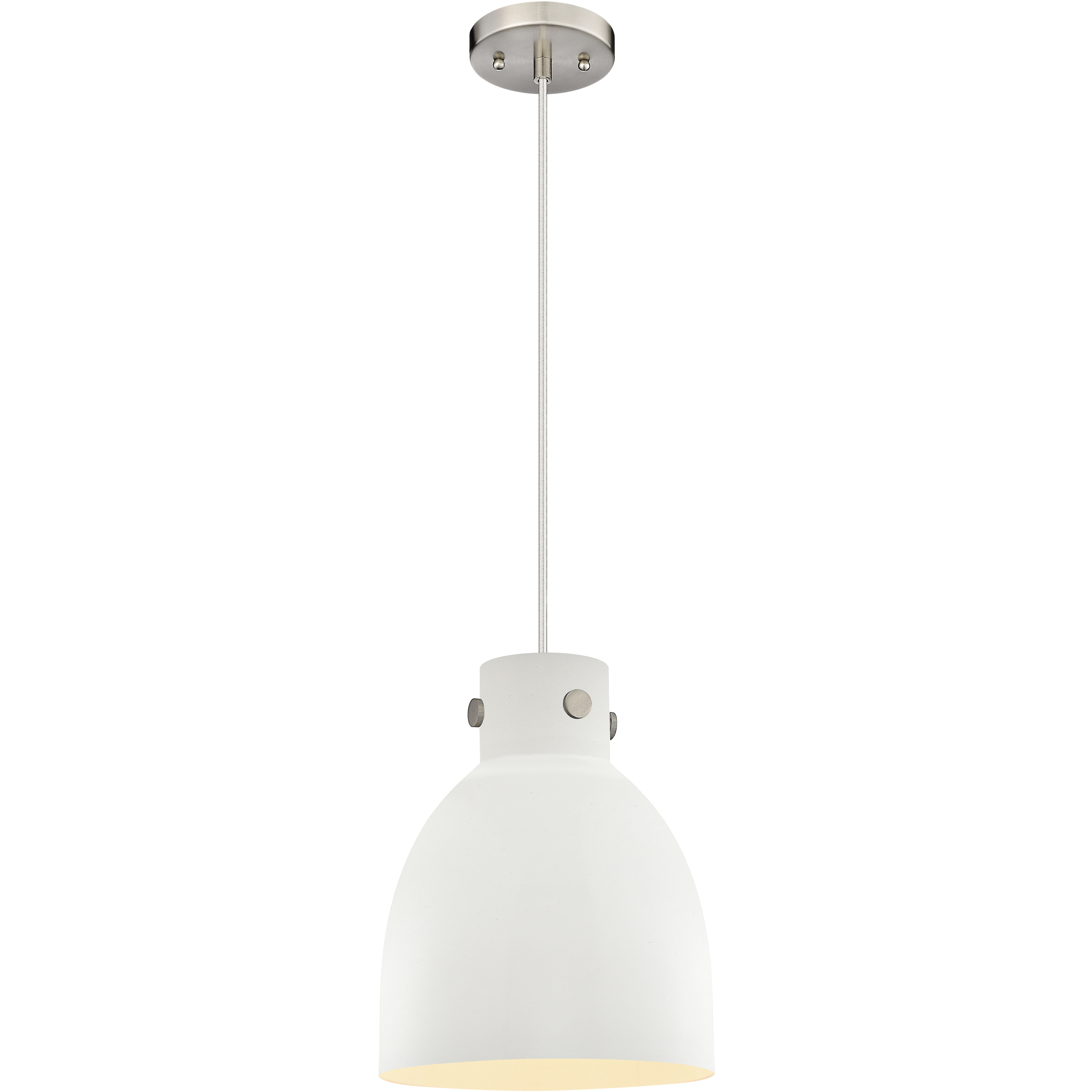 Newton Bell 1 Light 10 inch Satin Nickel Cord Hung Pendant Ceiling Light