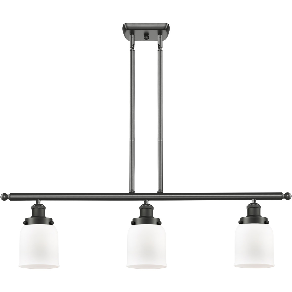 Ballston Small Bell 3 Light 36 inch Oil Rubbed Bronze Island Light Ceiling Light in Matte White Glass, Ballston