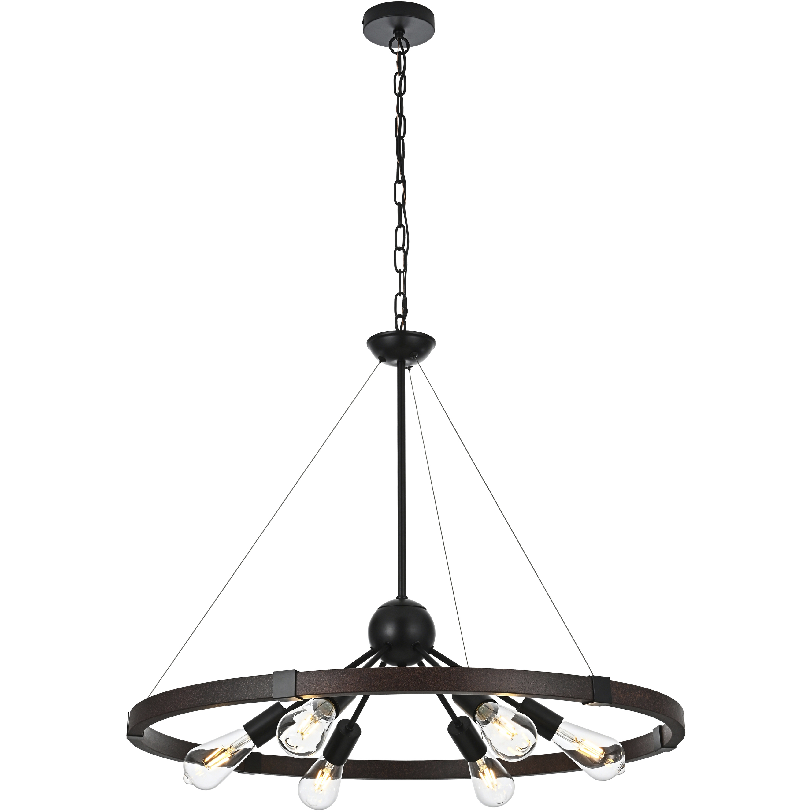 Thora 6 Light 32 inch Weathered Black and Rust Pendant Ceiling Light