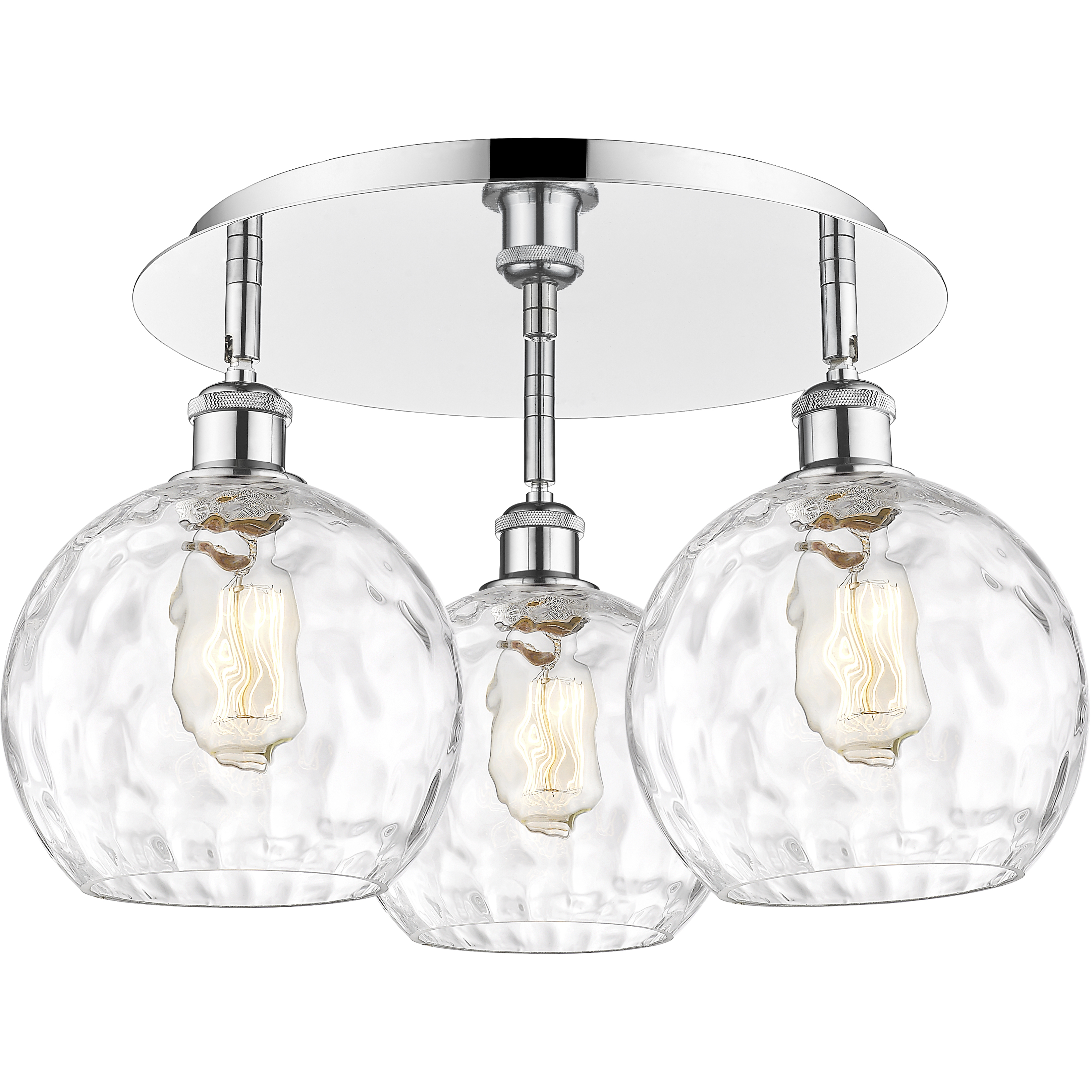 Athens Water Glass 3 Light 19.75 inch Polished Chrome Flush Mount Ceiling Light