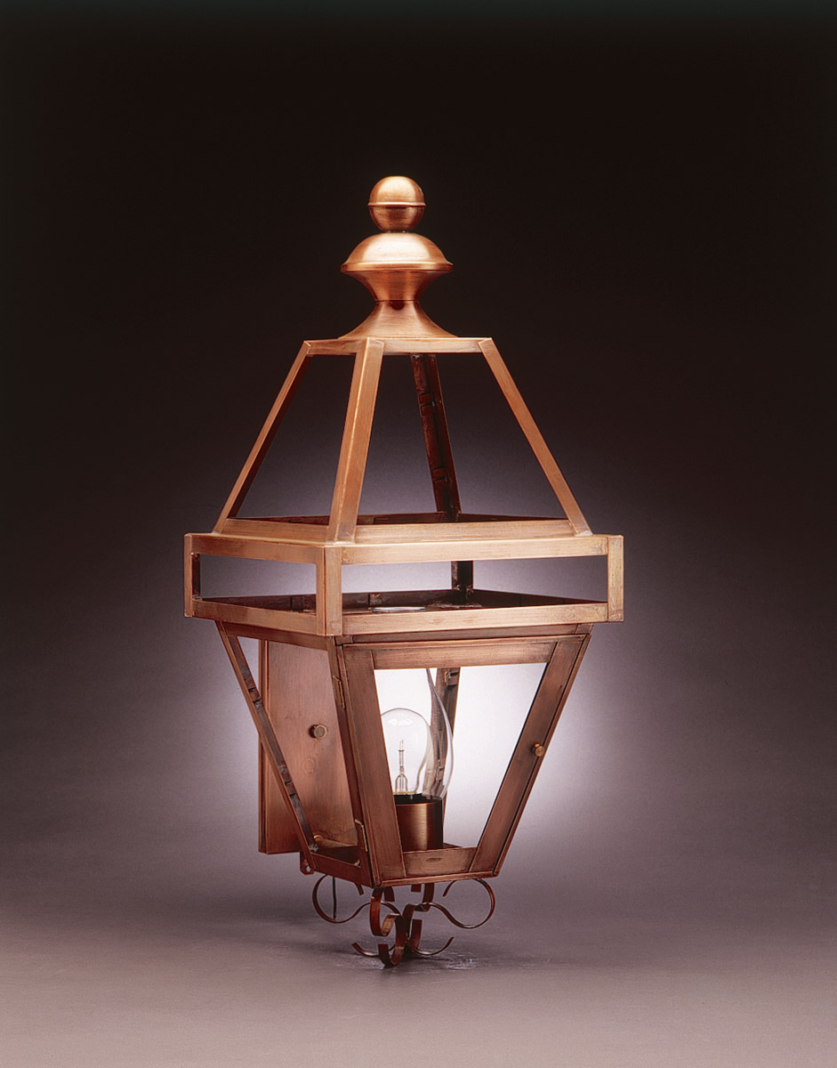 Boston 1 Light 29 inch Antique Copper Outdoor Wall Light in Clear Glass, One 75W Medium with Chimney