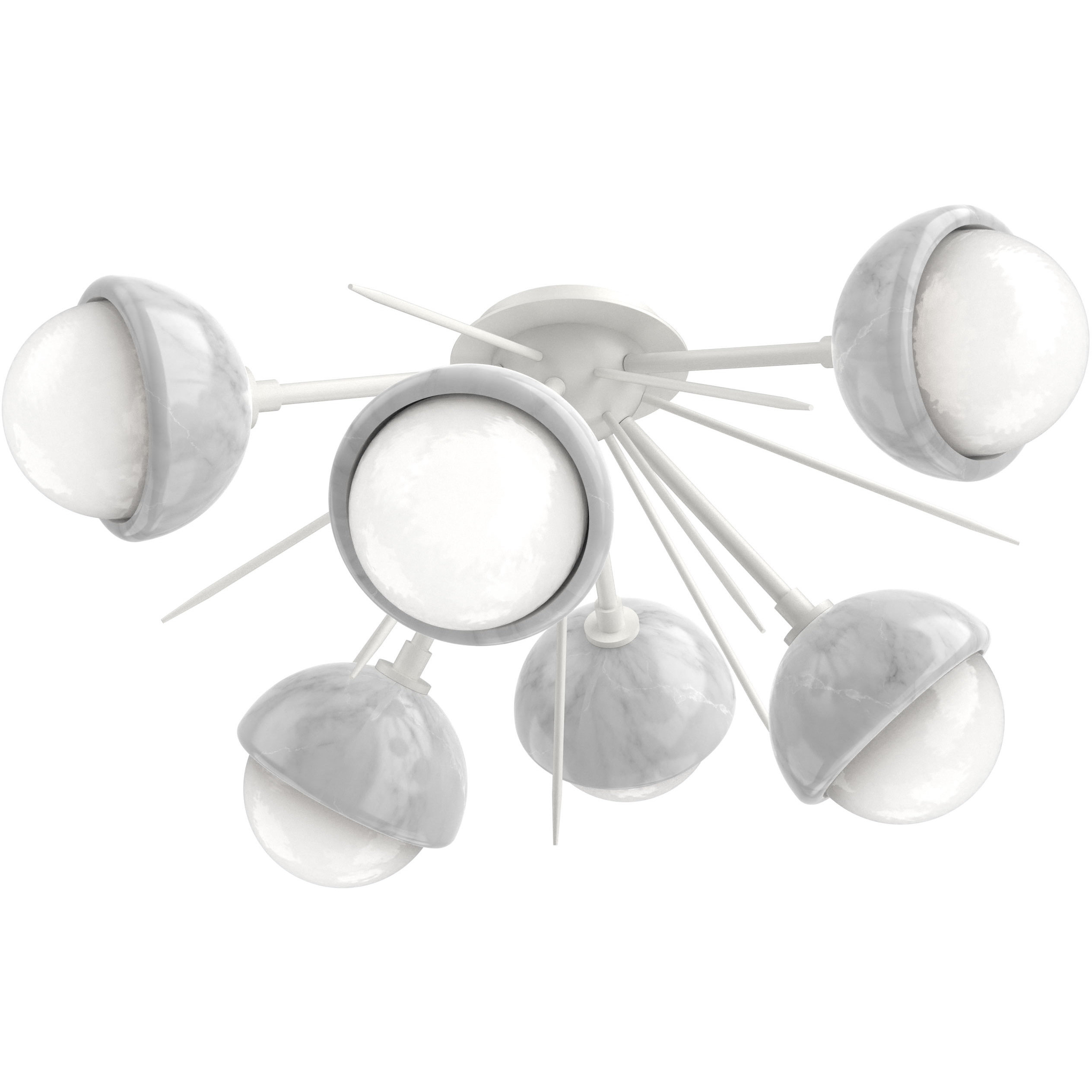 Cabochon LED 27.8 inch Salt White with White Marble Flush Mount Ceiling Light in 3000K LED, Startburst