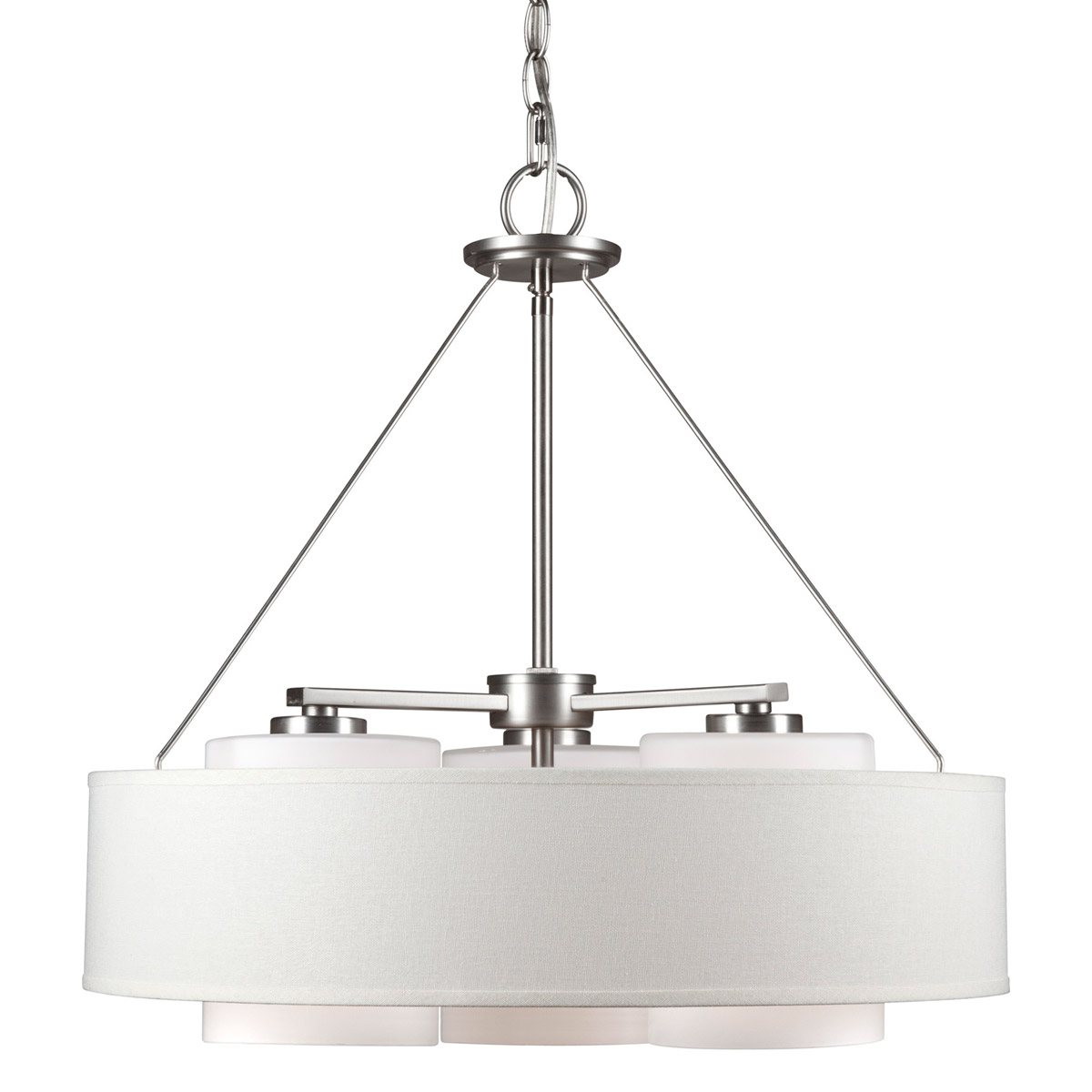 Signature 3 Light 20 inch Brushed Nickel Drum Pendant Ceiling Light