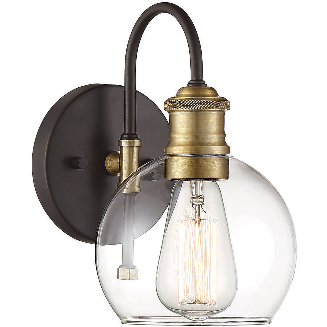 Farmhouse Outdoor Wall Lantern in Oil Rubbed Bronze with Natural Brass