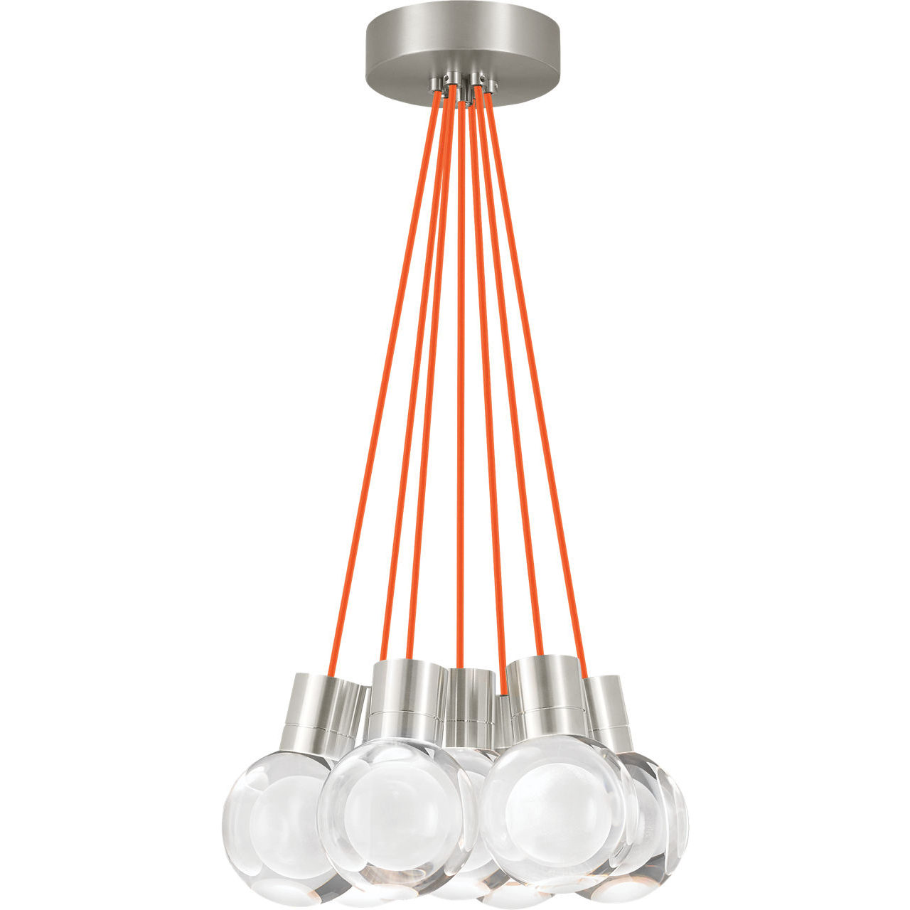 Sean Lavin Mina LED 5 inch Satin Nickel Pendant Ceiling Light in Orange Cord, LED 90 CRI 3000K, 7, Integrated LED