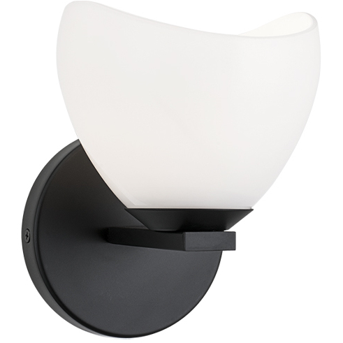 Matteo Lighting Uptowne 1 Light 6.38 inch Black Bath Vanity Light Wall Light in Black and Opal Glass S04201BKOP - Open Box