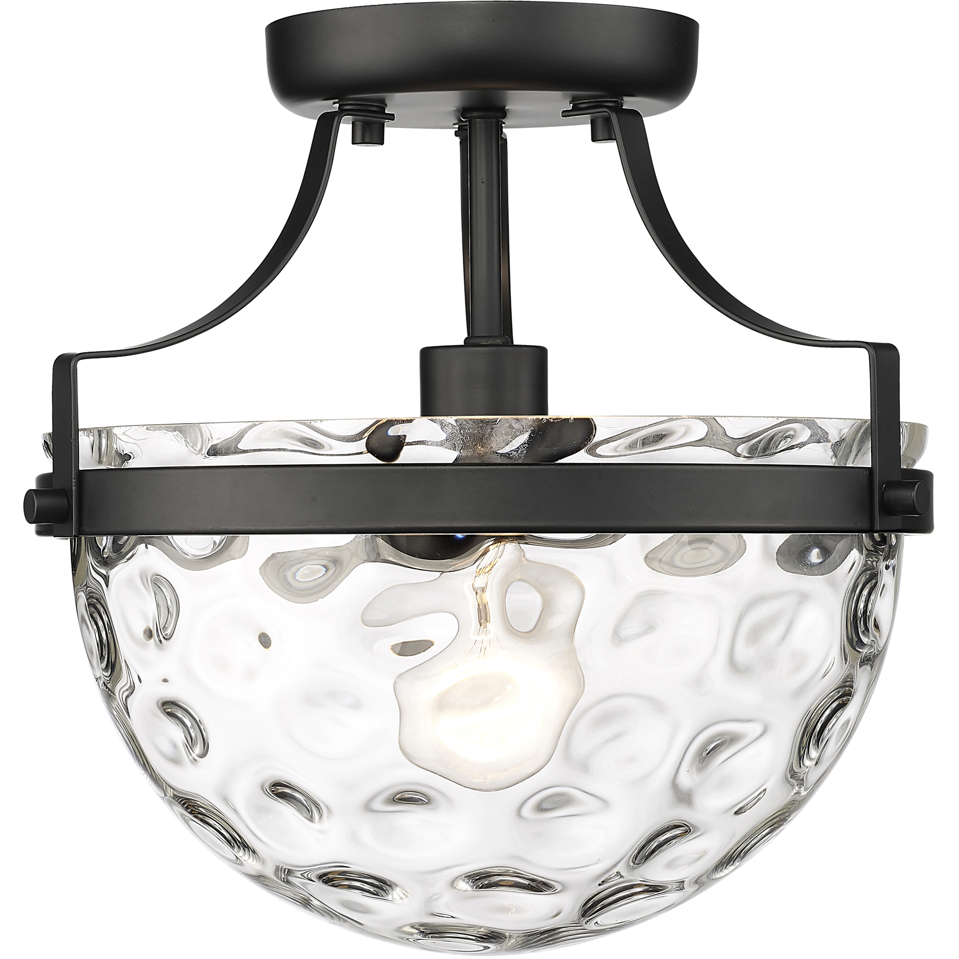 Quinn 1 Light 11 inch Matte Black Semi-Flush Ceiling Light