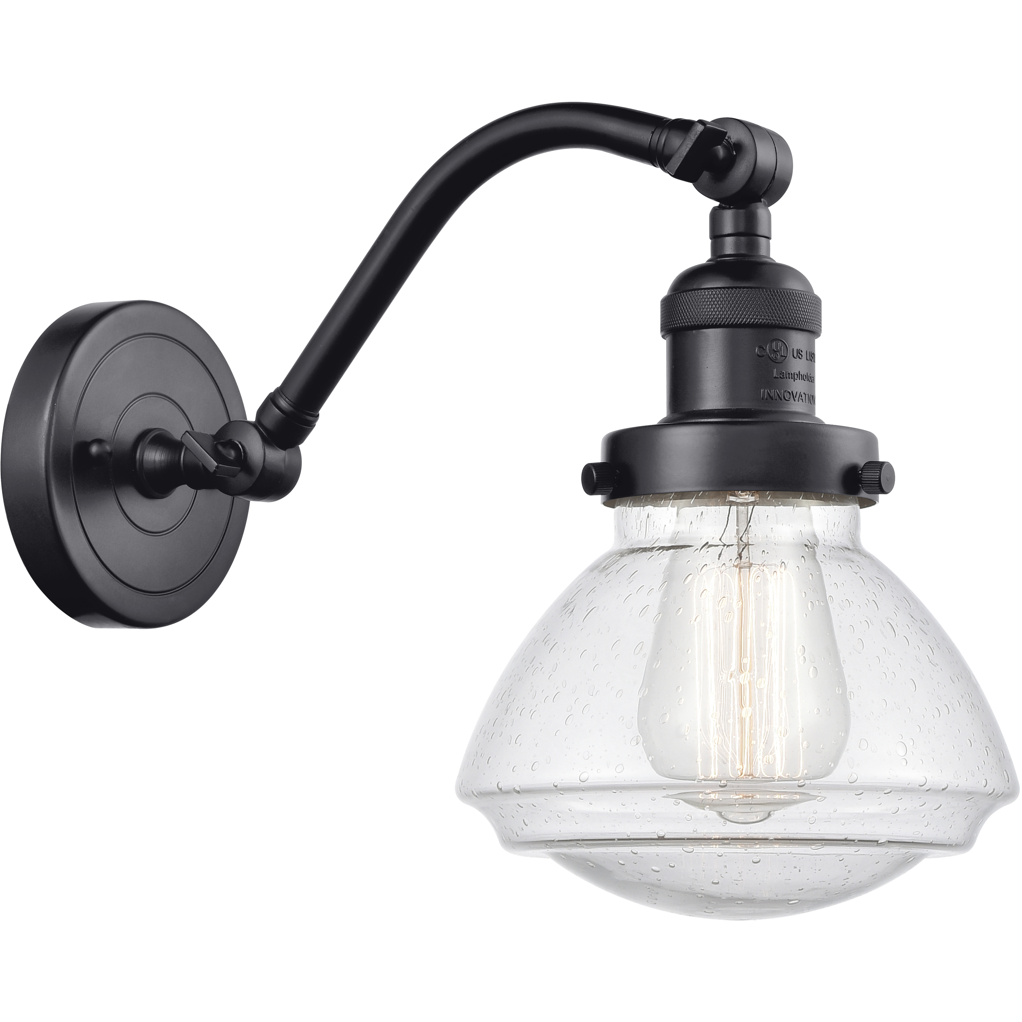 Franklin Restoration Olean LED 7 inch Matte Black Sconce Wall Light in Seedy Glass, Franklin Restoration