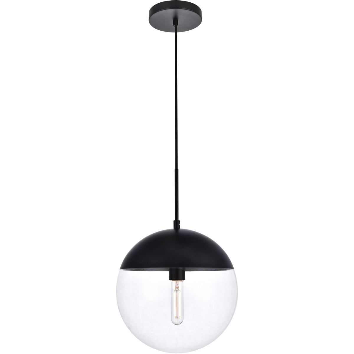 Eclipse 1 Light 12 inch Black Pendant Ceiling Light
