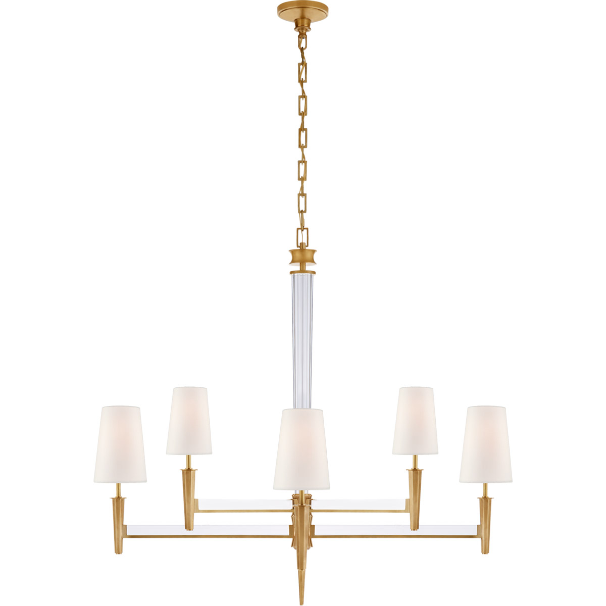 Thomas O'Brien Lyra 8 Light 42.5 inch Hand-Rubbed Antique Brass and Crystal Two Tier Chandelier Ceiling Light