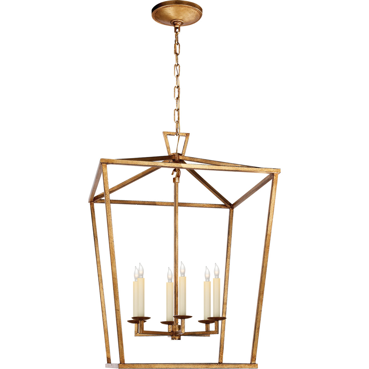 Chapman & Myers Darlana 6 Light 24 inch Gilded Iron Lantern Pendant Ceiling Light, Large