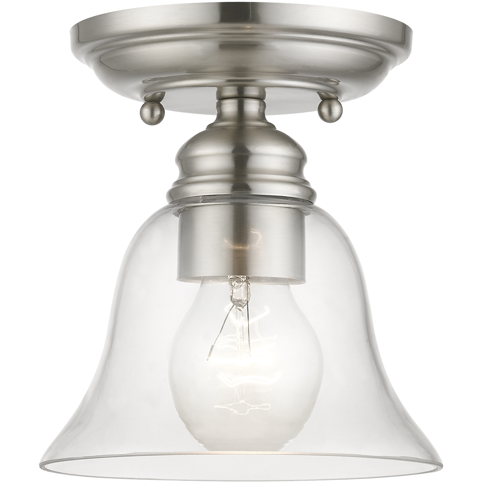 Moreland 1 Light 6 inch Brushed Nickel Small Semi-Flush Ceiling Light, Small