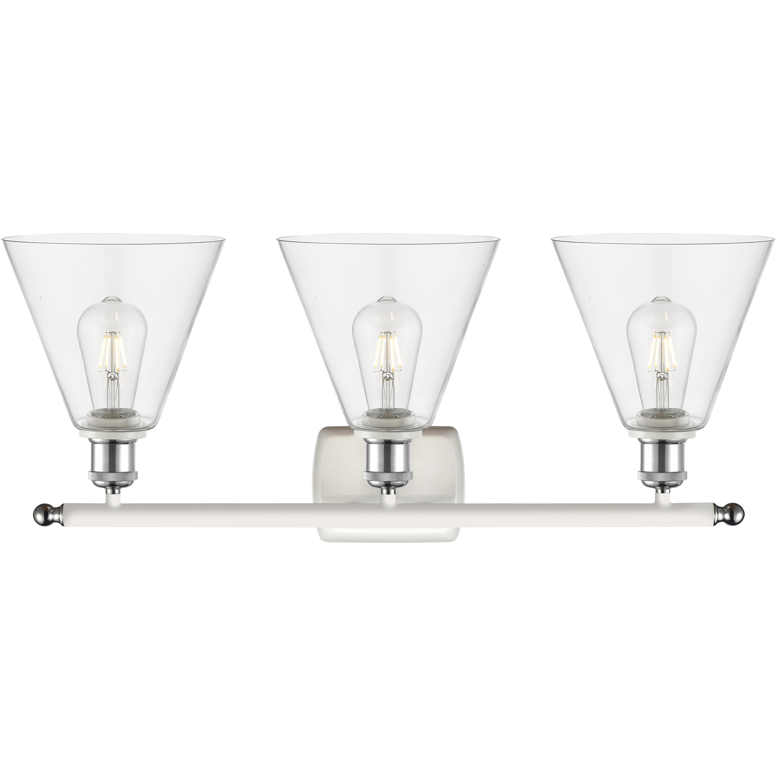 Ballston Ballston Cone LED 28 inch White and Polished Chrome Bath Vanity Light Wall Light in Clear Glass