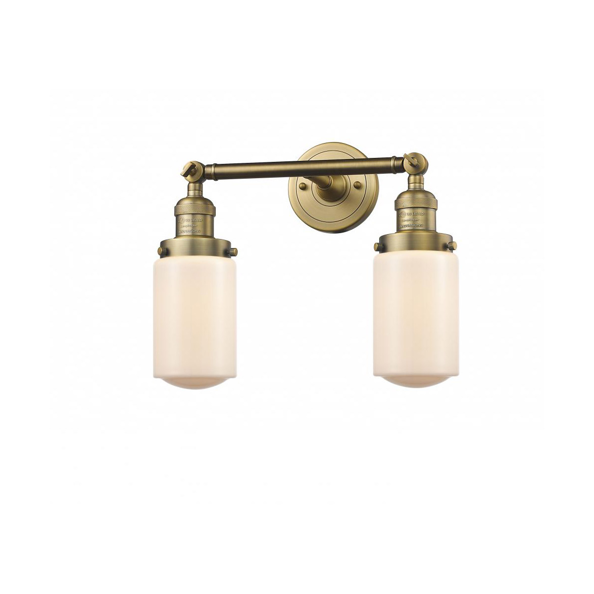 Franklin Restoration Dover 2 Light 14 inch Brushed Brass Bath Vanity Light Wall Light in Matte White Glass, Franklin Restoration