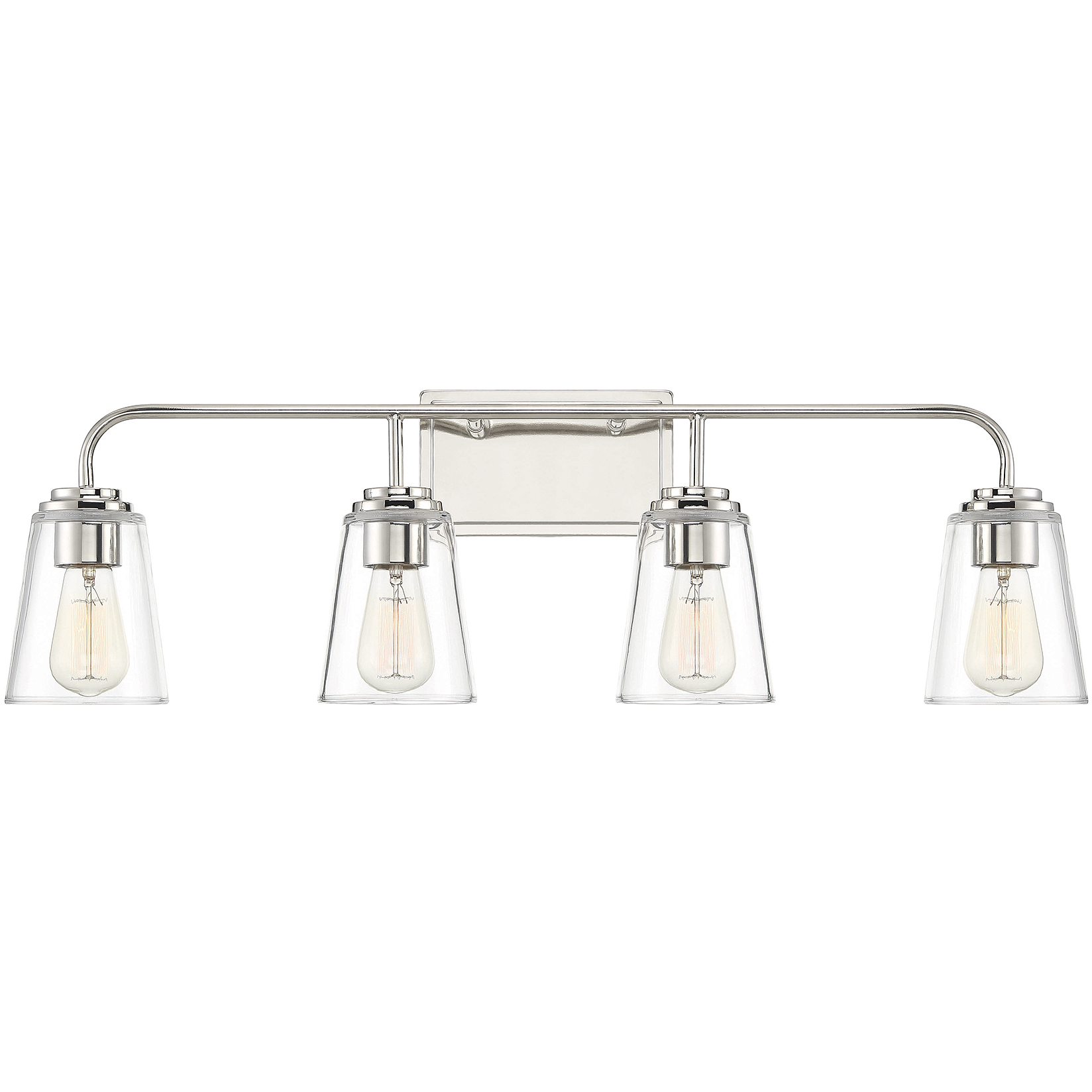 Transitional 4 Light 32 inch Polished Nickel Bathroom Vanity Light Wall Light