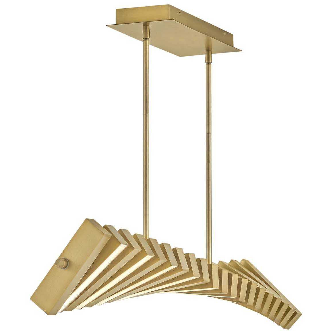 Stitch LED 42 inch Lacquered Brass Chandelier Ceiling Light, Linear & Oval