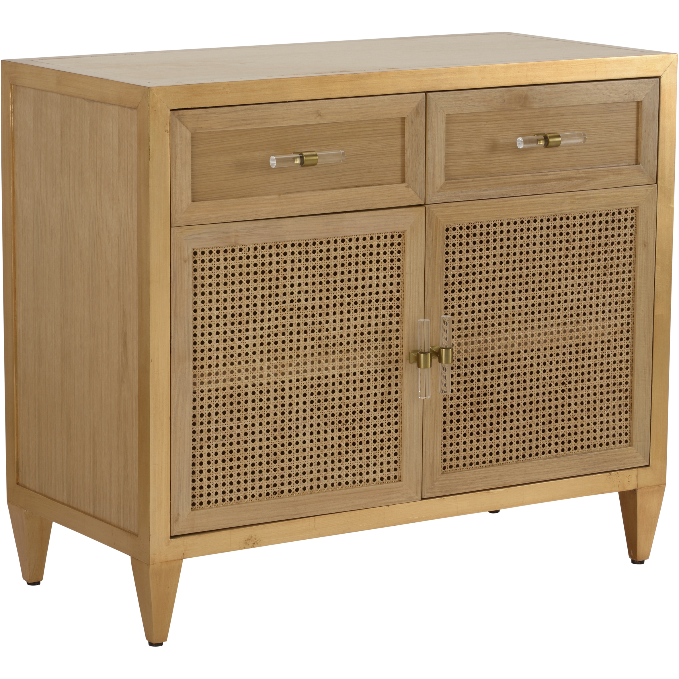 Petite Caned 42.25 inch Brown and Gold Buffet Cabinet