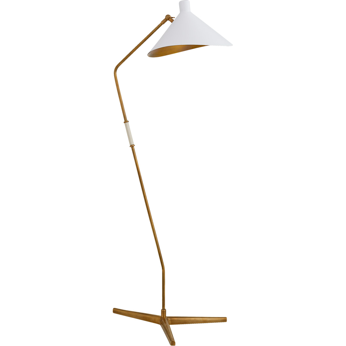 AERIN Mayotte 55.25 inch 60 watt Hand-Rubbed Antique Brass Offset Floor Lamp Portable Light in Matte White, Large