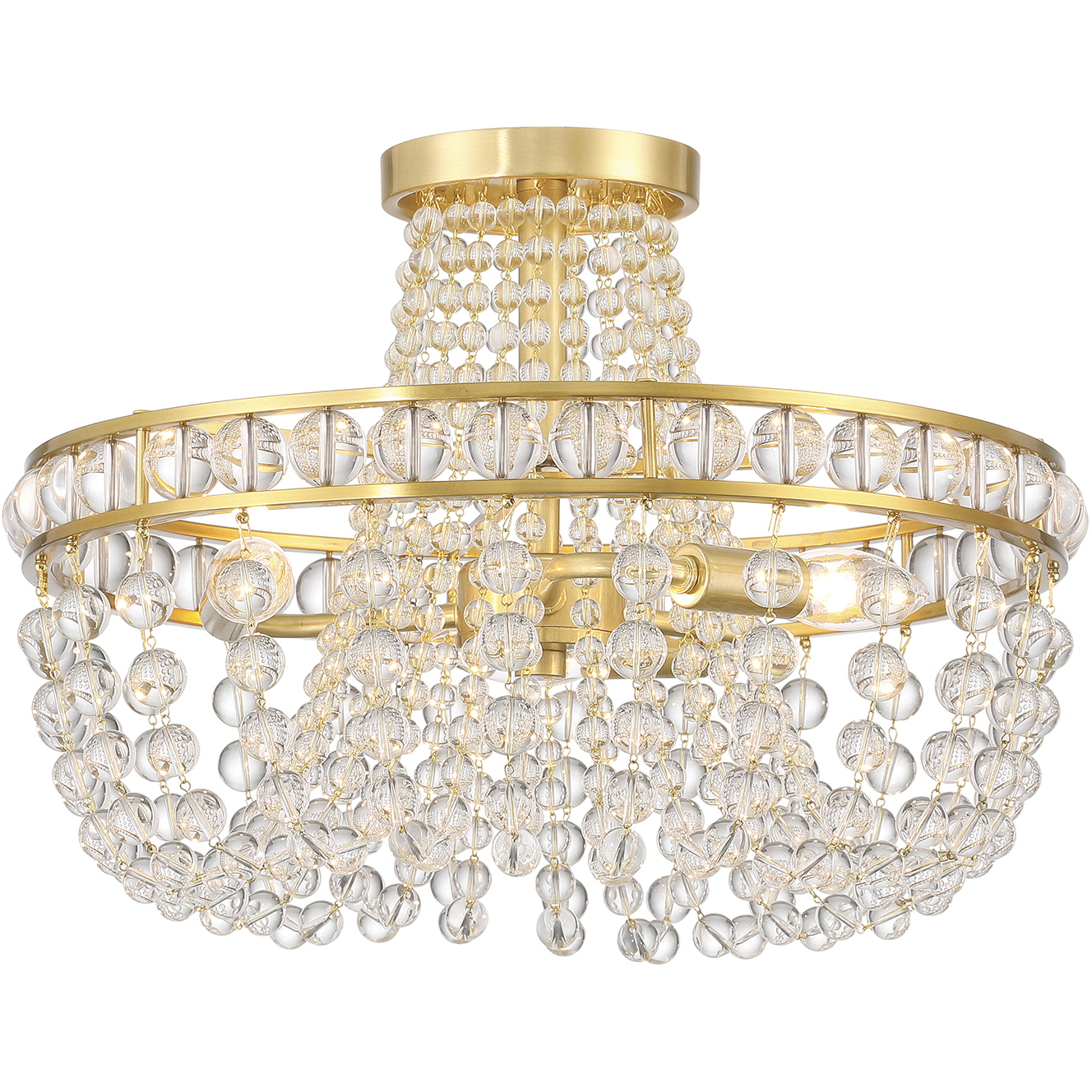Seville 3 Light 16.5 inch Aged Brass Semi Flush Ceiling Light