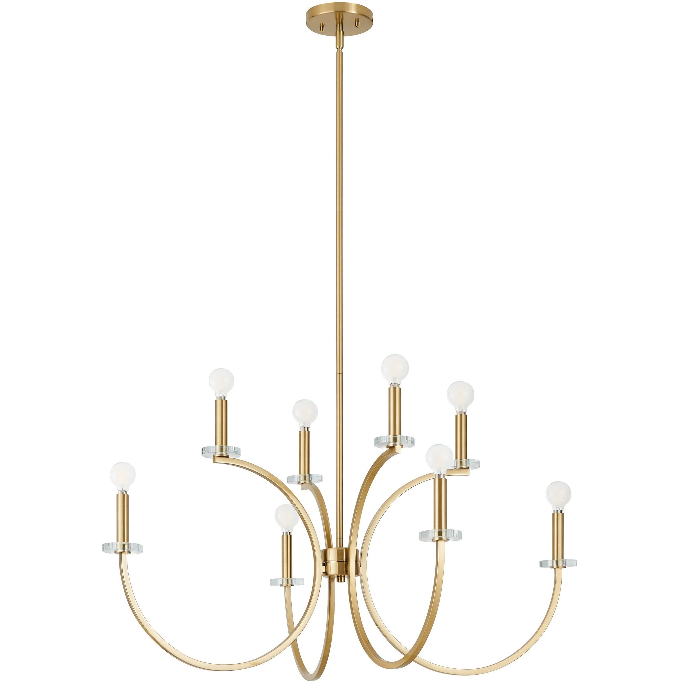 Florian 8 Light 36 inch Brushed Gold and Clear Chandelier Ceiling Light